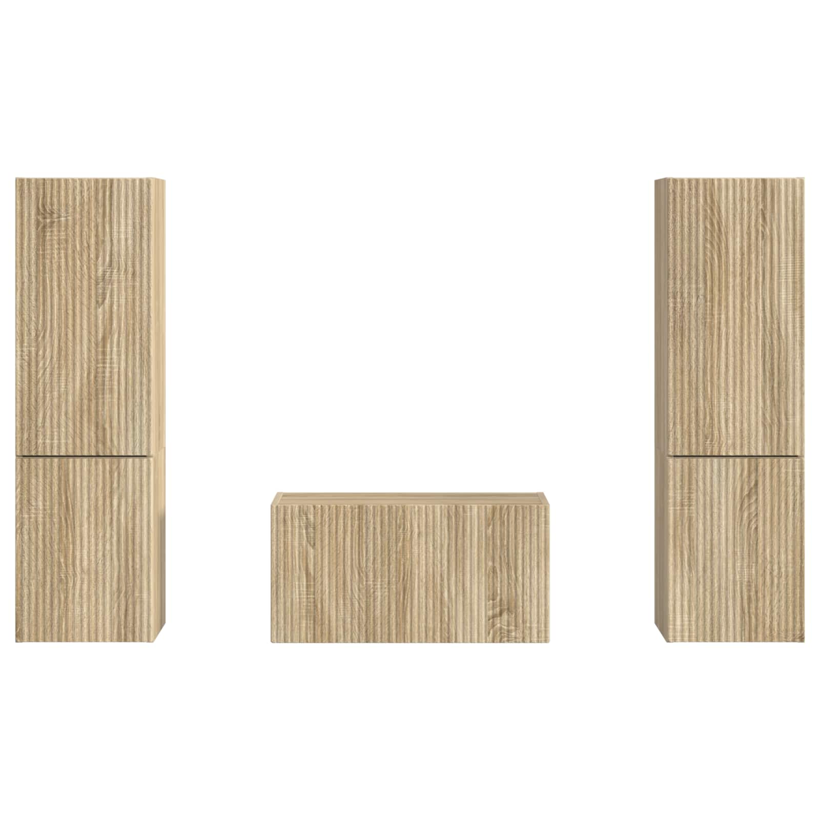 Tv-meubelset 5 pcs Sonoma Eiken Bewerkt hout is nu te koop bij PeponiXL, paradijselijk wonen!