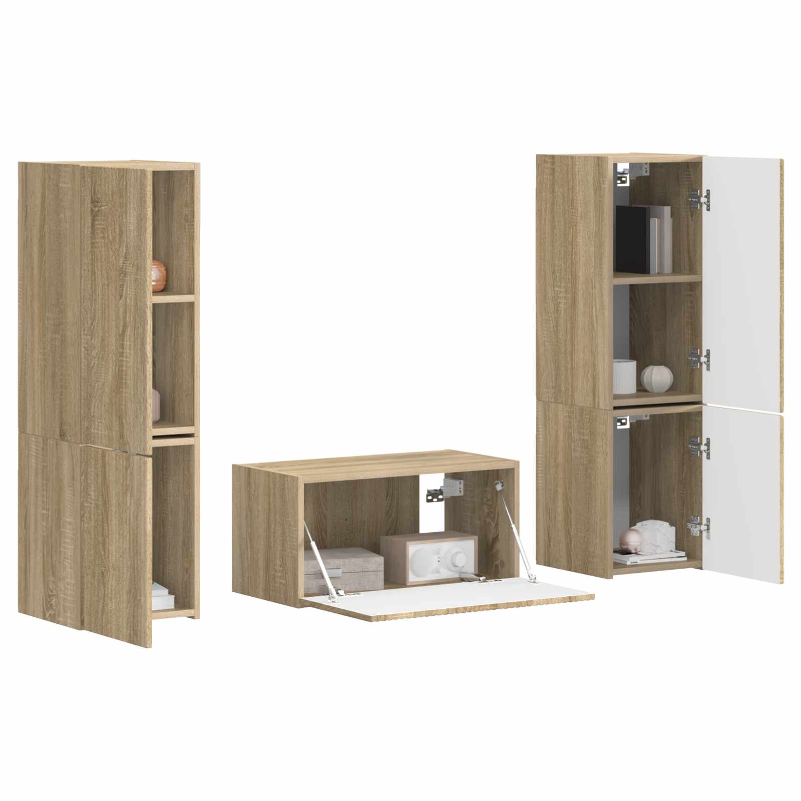 Tv-meubelset 5 pcs Sonoma Eiken Bewerkt hout is nu te koop bij PeponiXL, paradijselijk wonen!