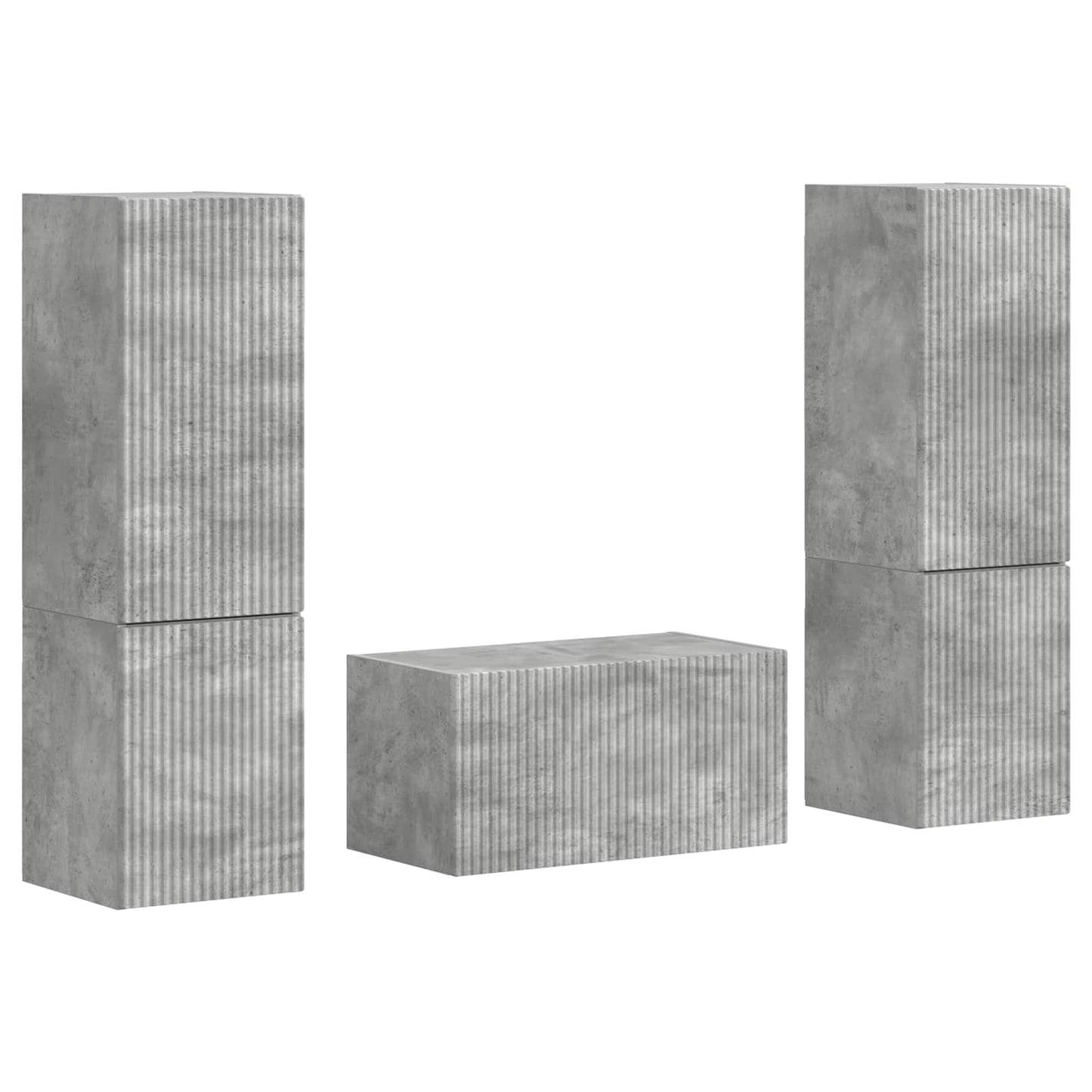 Tv-meubelset 5 pcs Beton Grijs Bewerkt hout is nu te koop bij PeponiXL, paradijselijk wonen!