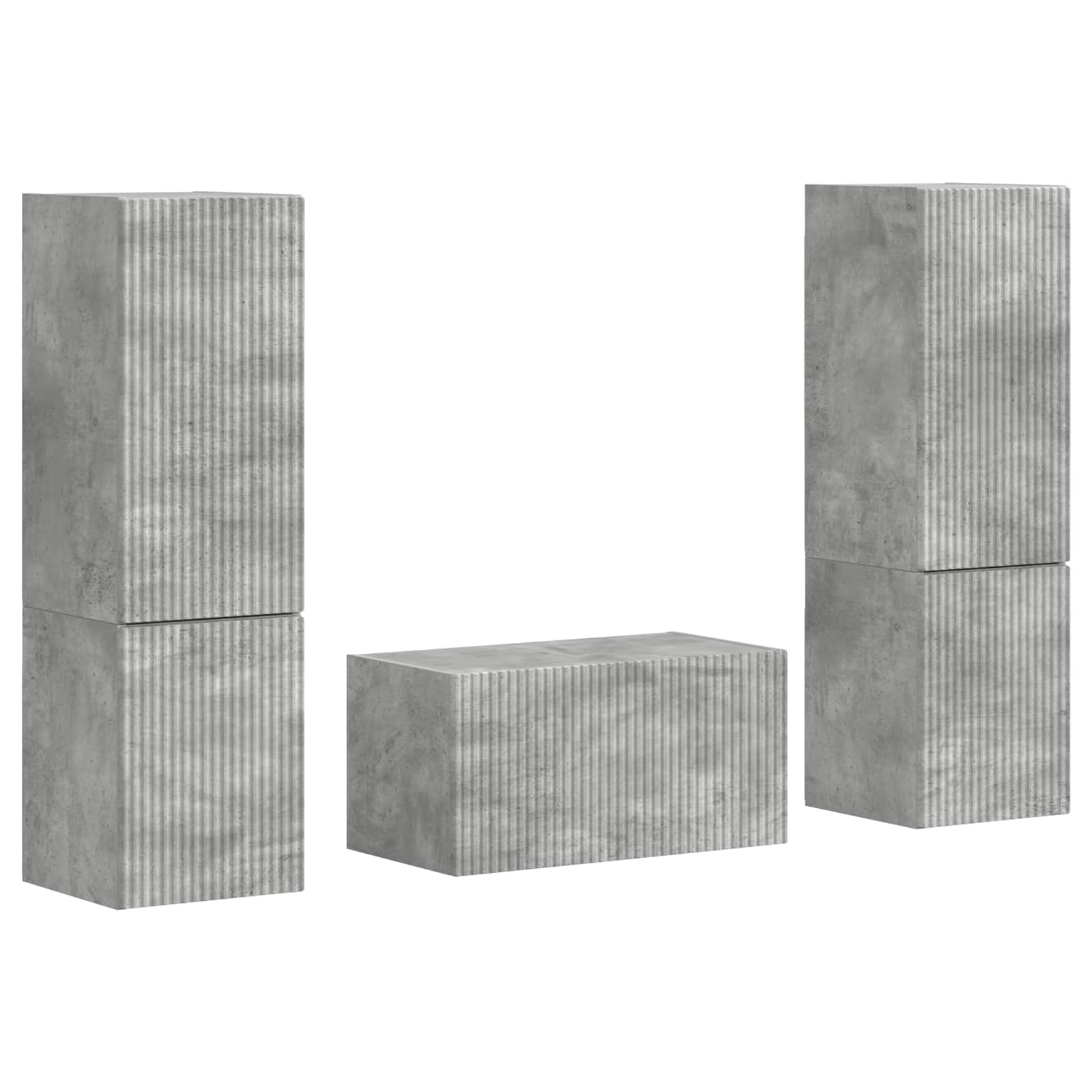 Tv-meubelset 5 pcs Beton Grijs Bewerkt hout is nu te koop bij PeponiXL, paradijselijk wonen!