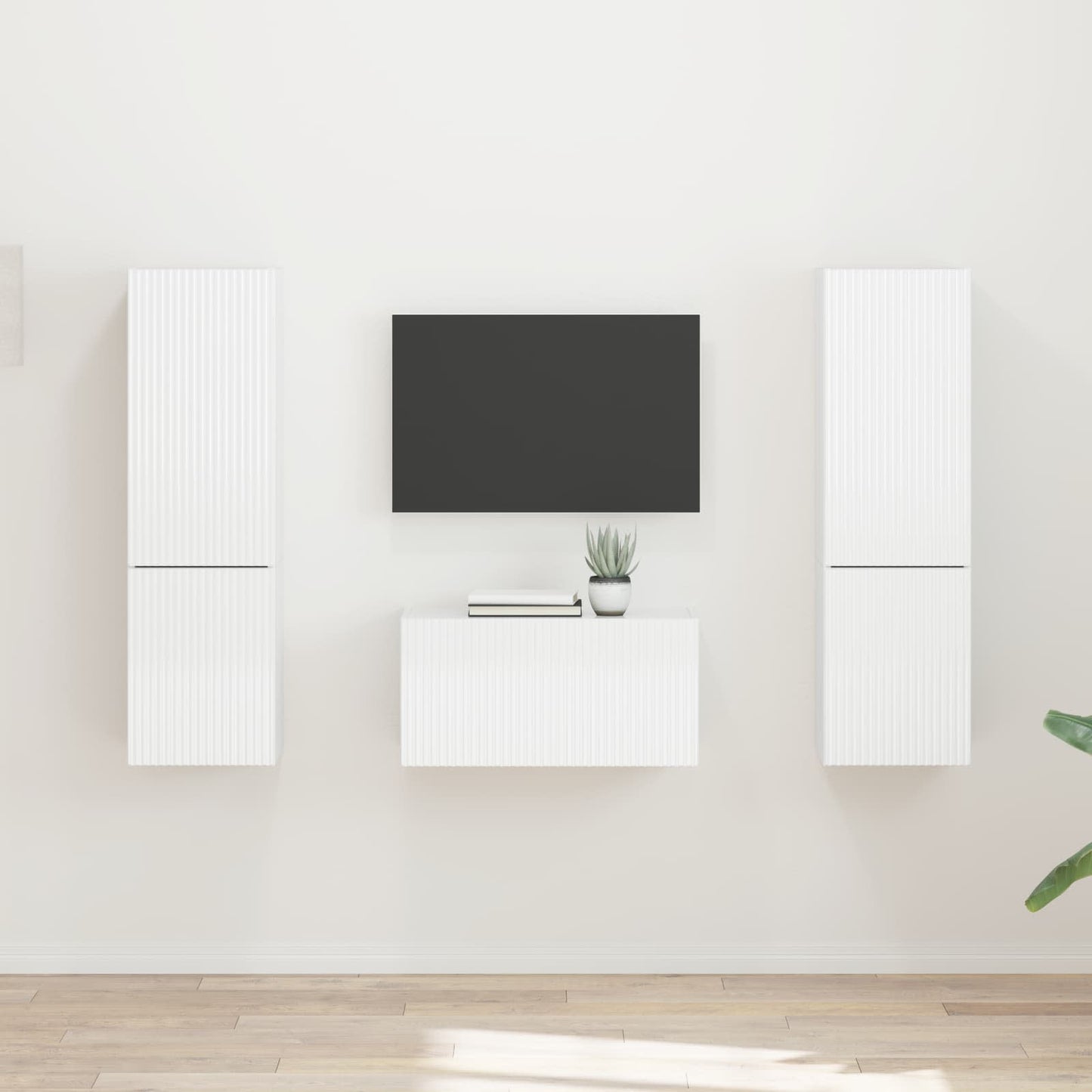 Tv-meubelset 5 pcs Hoogglans wit Bewerkt hout is nu te koop bij PeponiXL, paradijselijk wonen!