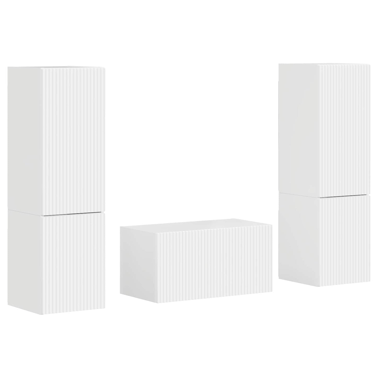 Tv-meubelset 5 pcs Hoogglans wit Bewerkt hout is nu te koop bij PeponiXL, paradijselijk wonen!