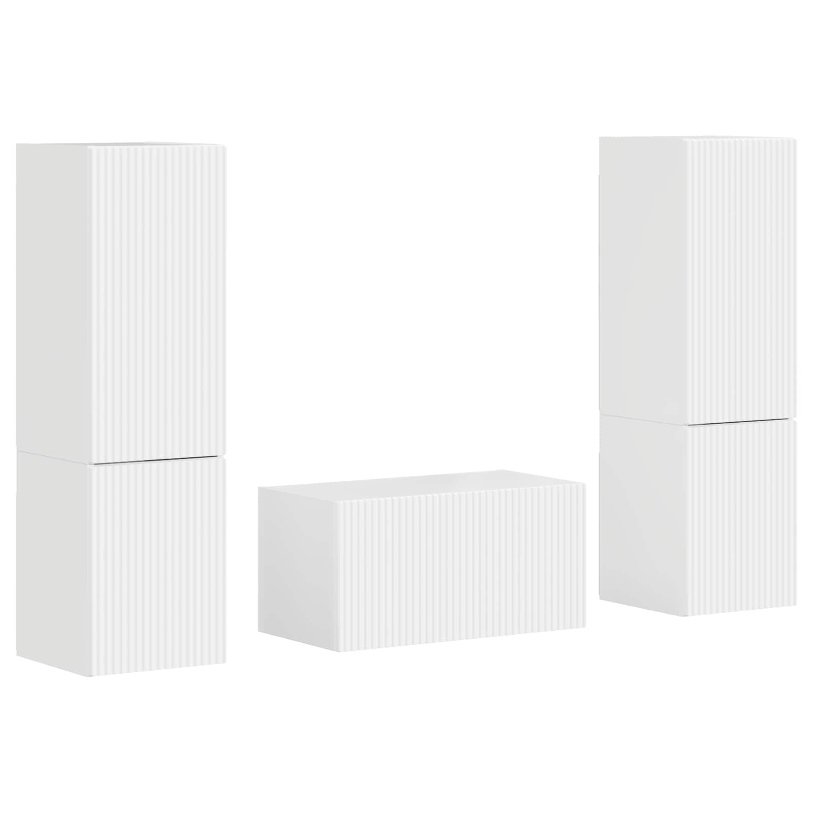 Tv-meubelset 5 pcs Hoogglans wit Bewerkt hout is nu te koop bij PeponiXL, paradijselijk wonen!