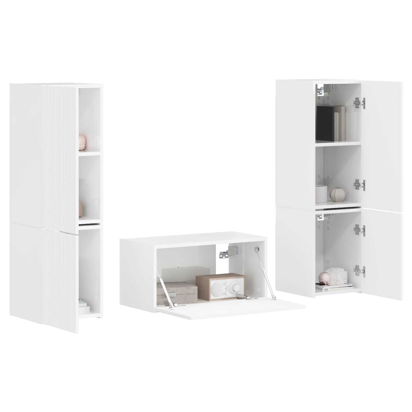 Tv-meubelset 5 pcs Hoogglans wit Bewerkt hout is nu te koop bij PeponiXL, paradijselijk wonen!