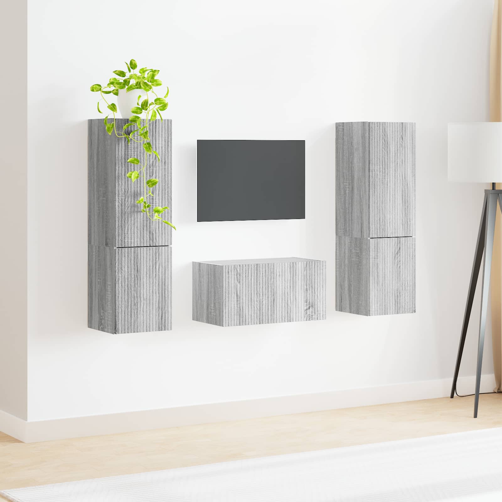 Tv-meubelset 5 pcs Grijs Sonoma Bewerkt hout is nu te koop bij PeponiXL, paradijselijk wonen!
