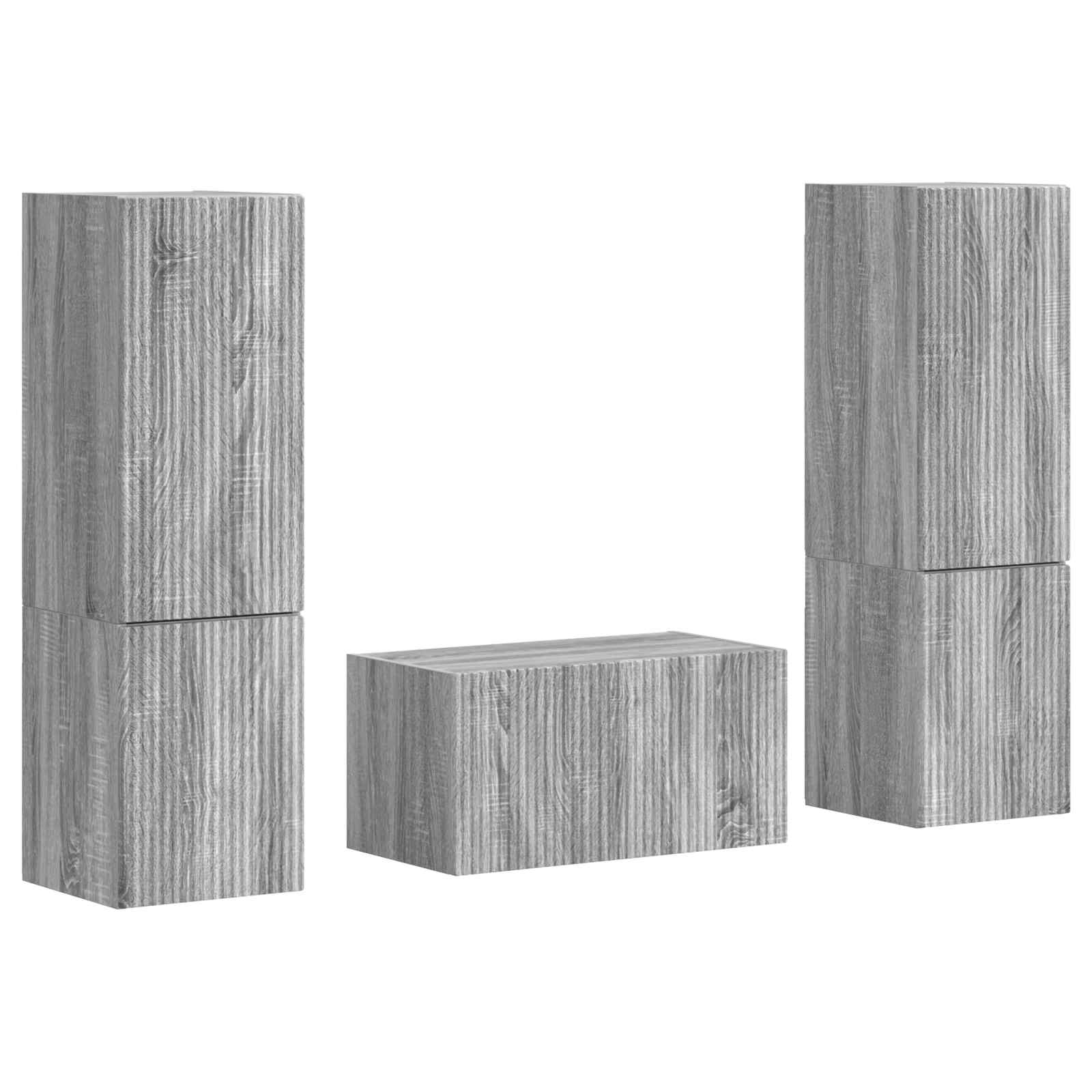 Tv-meubelset 5 pcs Grijs Sonoma Bewerkt hout is nu te koop bij PeponiXL, paradijselijk wonen!