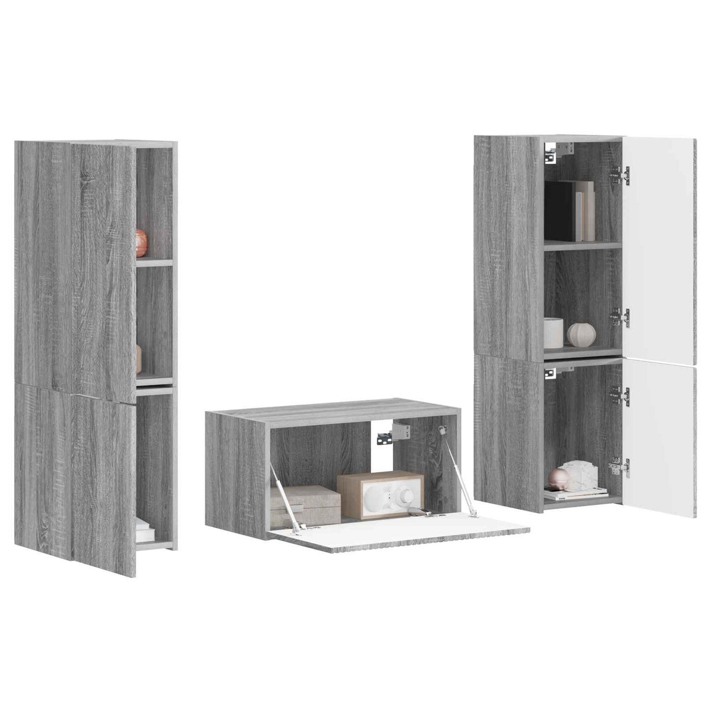 Tv-meubelset 5 pcs Grijs Sonoma Bewerkt hout is nu te koop bij PeponiXL, paradijselijk wonen!