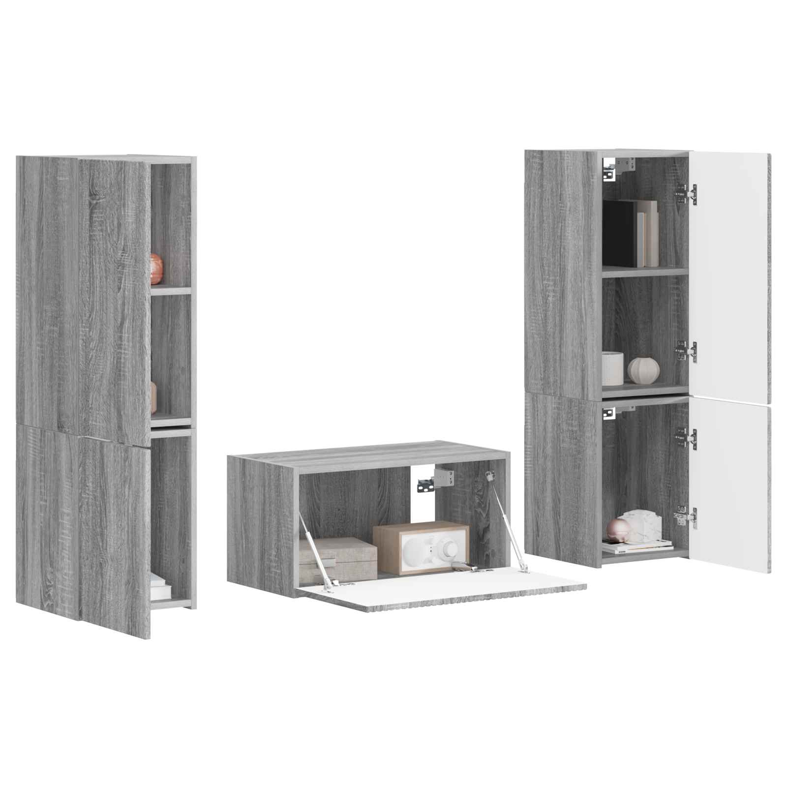 Tv-meubelset 5 pcs Grijs Sonoma Bewerkt hout is nu te koop bij PeponiXL, paradijselijk wonen!