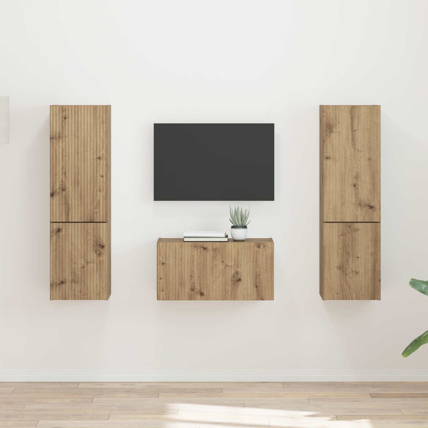 Tv-meubelset 5 pcs Artisan Eiken Bewerkt hout is nu te koop bij PeponiXL, paradijselijk wonen!