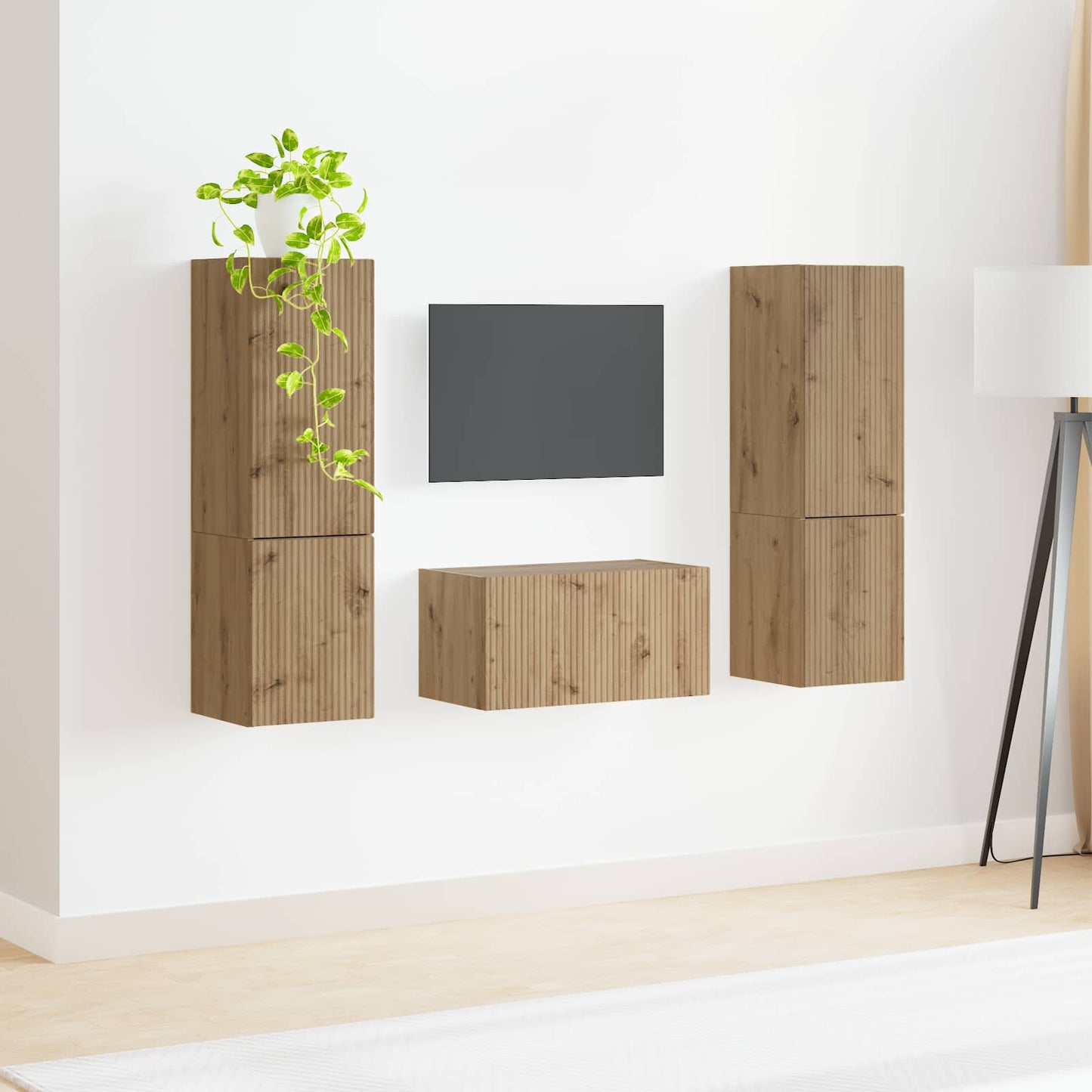 Tv-meubelset 5 pcs Artisan Eiken Bewerkt hout is nu te koop bij PeponiXL, paradijselijk wonen!