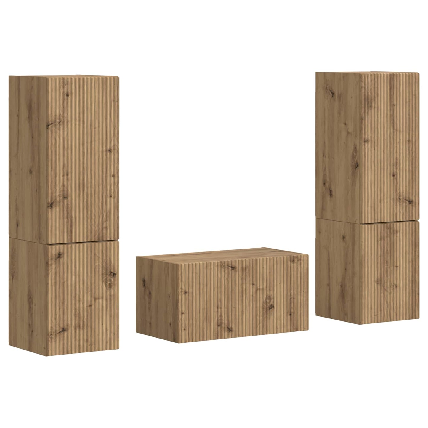 Tv-meubelset 5 pcs Artisan Eiken Bewerkt hout is nu te koop bij PeponiXL, paradijselijk wonen!