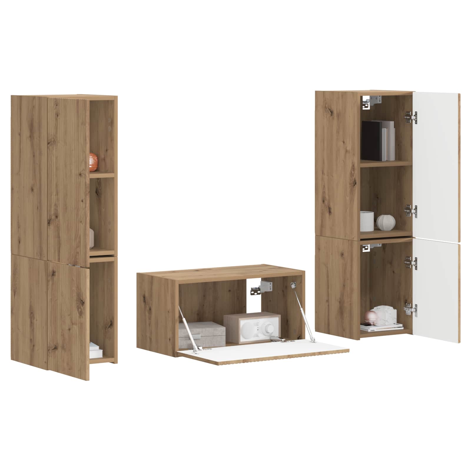 Tv-meubelset 5 pcs Artisan Eiken Bewerkt hout is nu te koop bij PeponiXL, paradijselijk wonen!