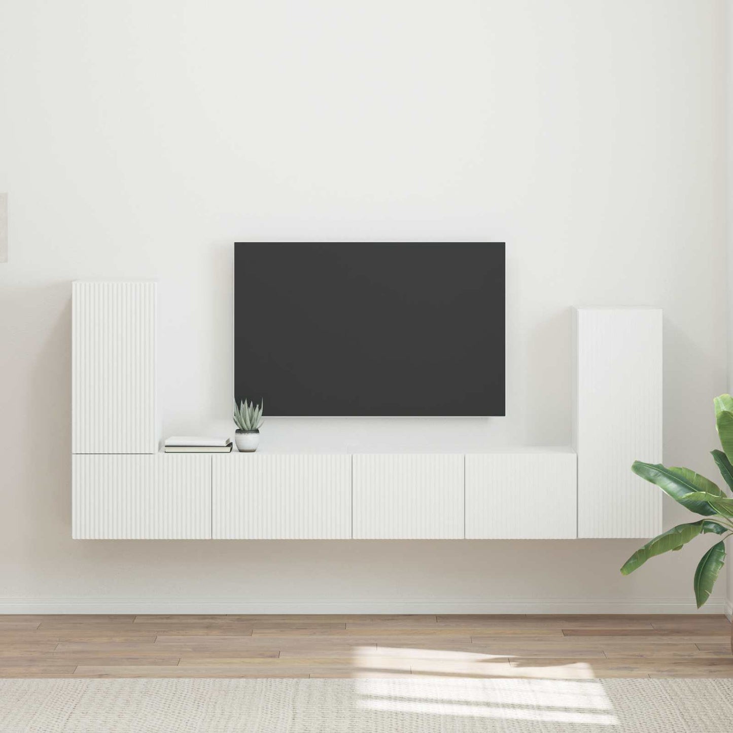 Tv-meubelset 4 pcs Wit Bewerkt hout is nu te koop bij PeponiXL, paradijselijk wonen!
