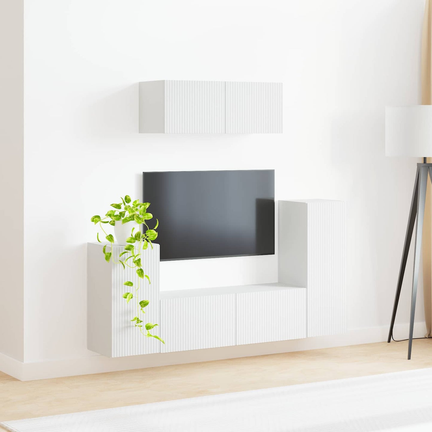 Tv-meubelset 4 pcs Wit Bewerkt hout is nu te koop bij PeponiXL, paradijselijk wonen!