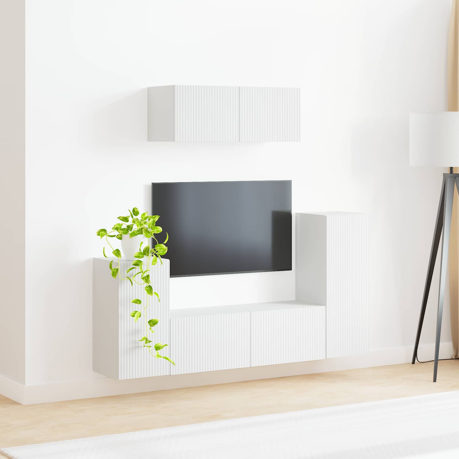 Tv-meubelset 4 pcs Wit Bewerkt hout is nu te koop bij PeponiXL, paradijselijk wonen!