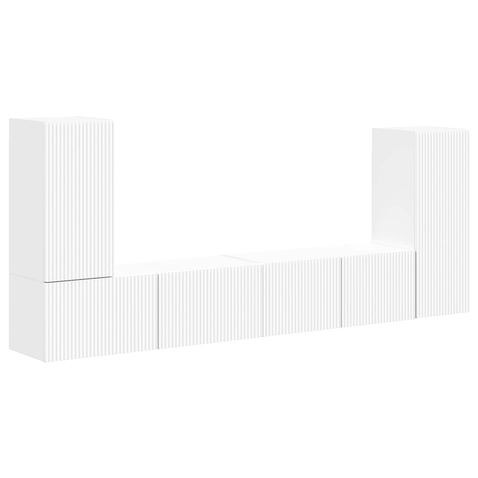 Tv-meubelset 4 pcs Wit Bewerkt hout is nu te koop bij PeponiXL, paradijselijk wonen!