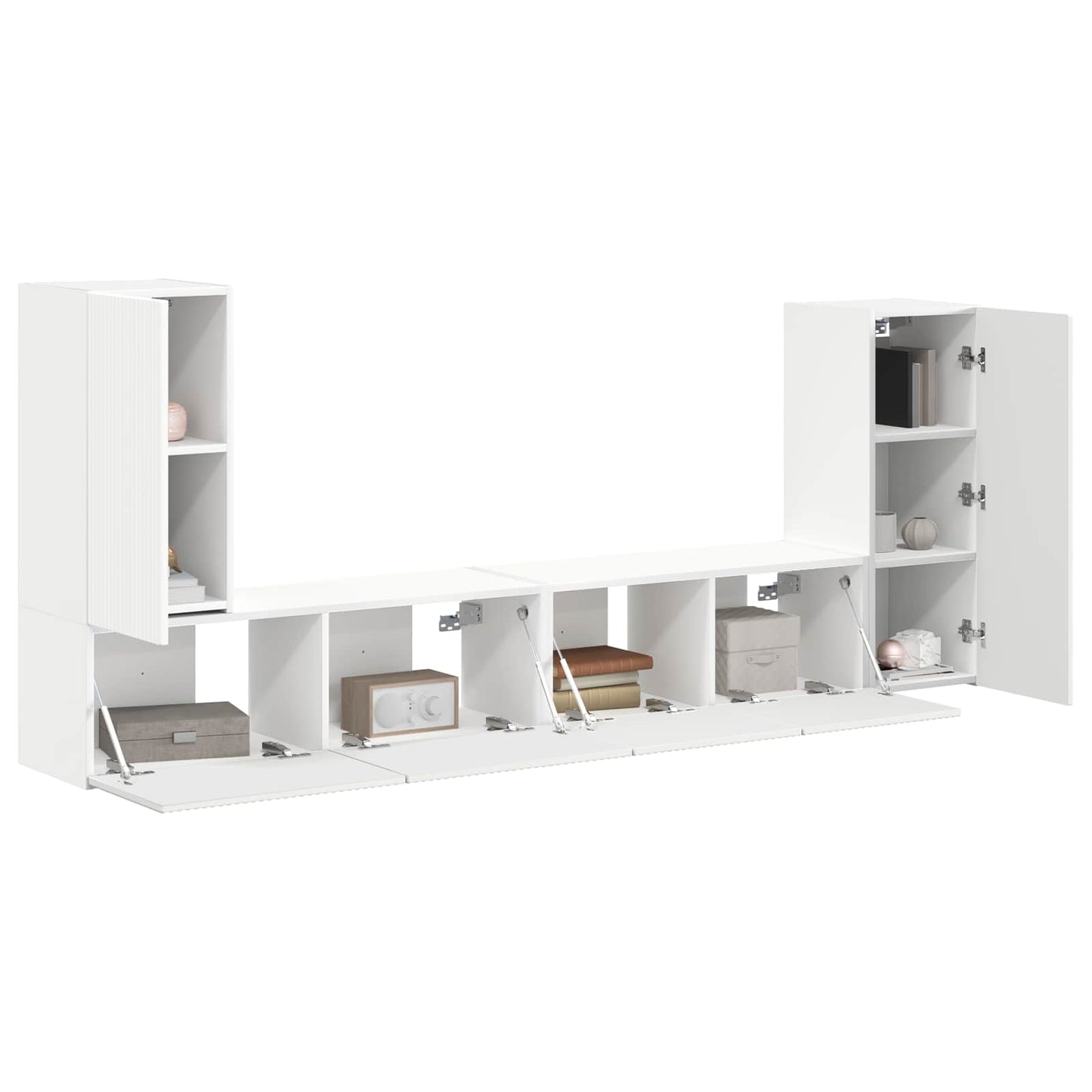 Tv-meubelset 4 pcs Wit Bewerkt hout is nu te koop bij PeponiXL, paradijselijk wonen!