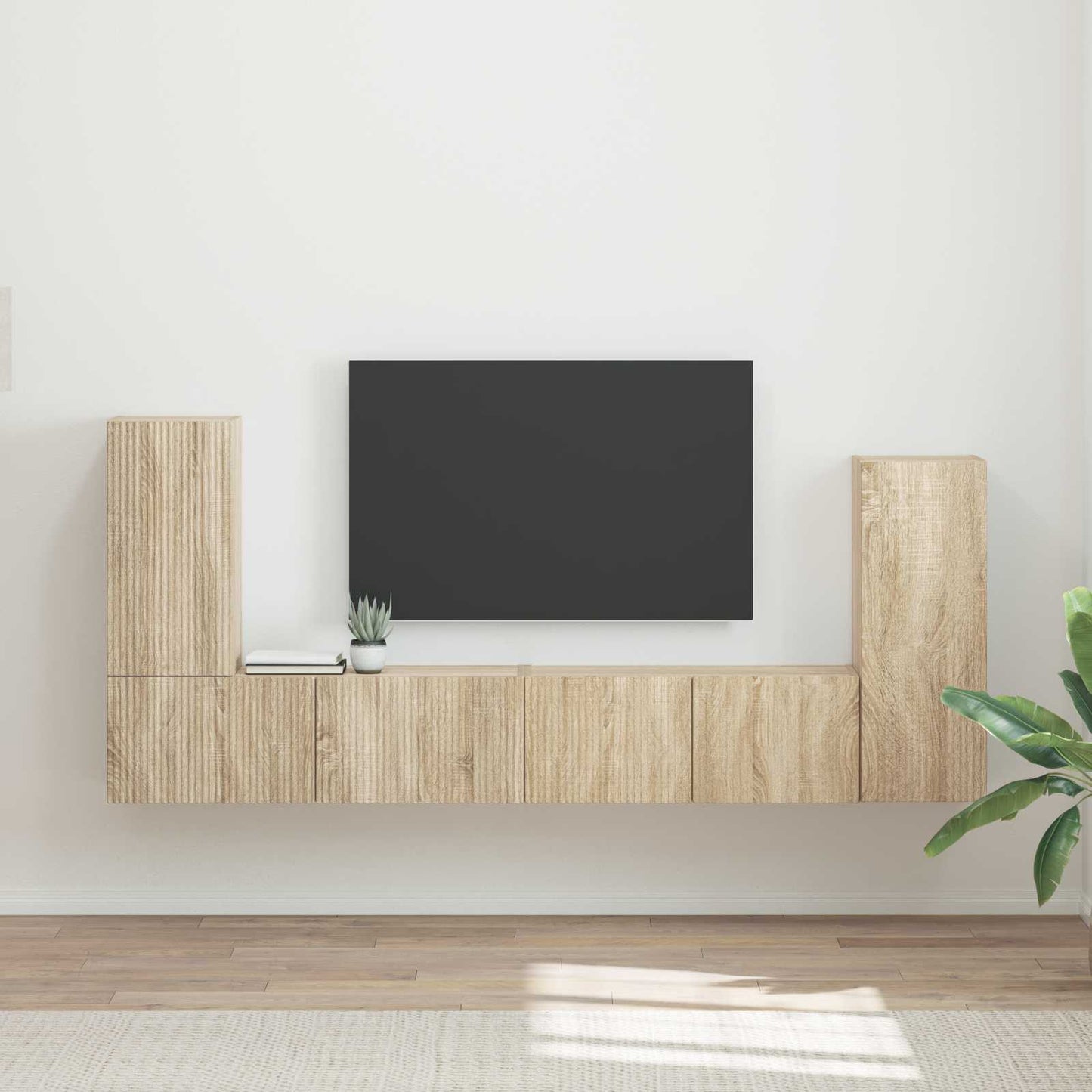 Tv-meubelset 4 pcs Sonoma Eiken Bewerkt hout is nu te koop bij PeponiXL, paradijselijk wonen!