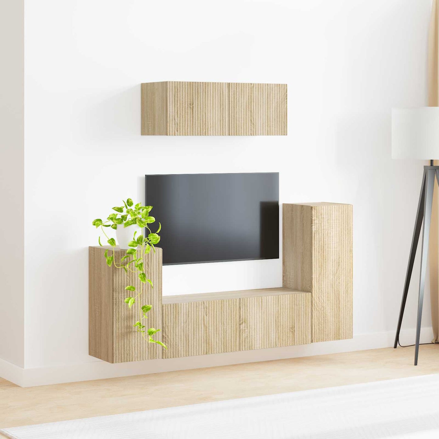 Tv-meubelset 4 pcs Sonoma Eiken Bewerkt hout is nu te koop bij PeponiXL, paradijselijk wonen!