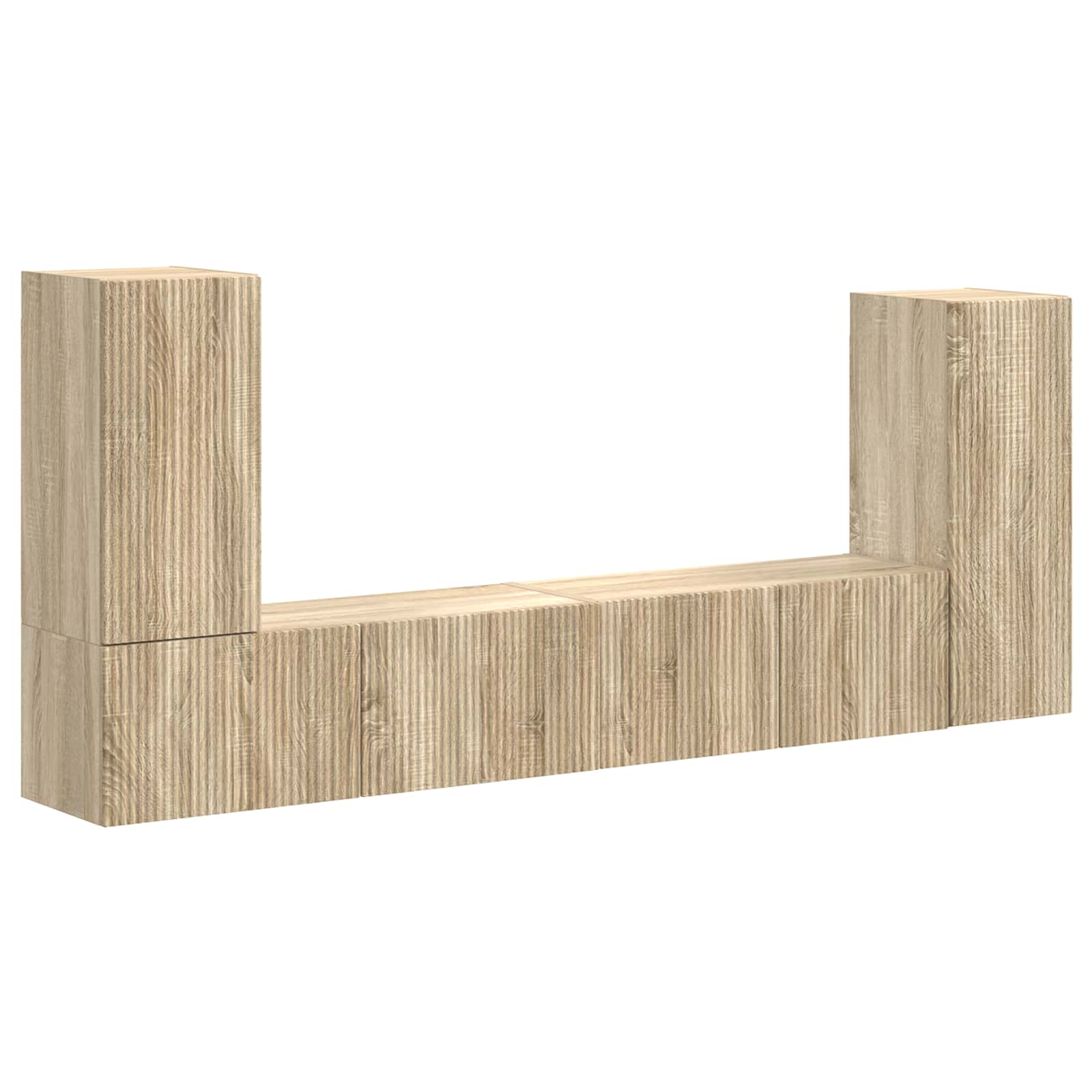 Tv-meubelset 4 pcs Sonoma Eiken Bewerkt hout is nu te koop bij PeponiXL, paradijselijk wonen!