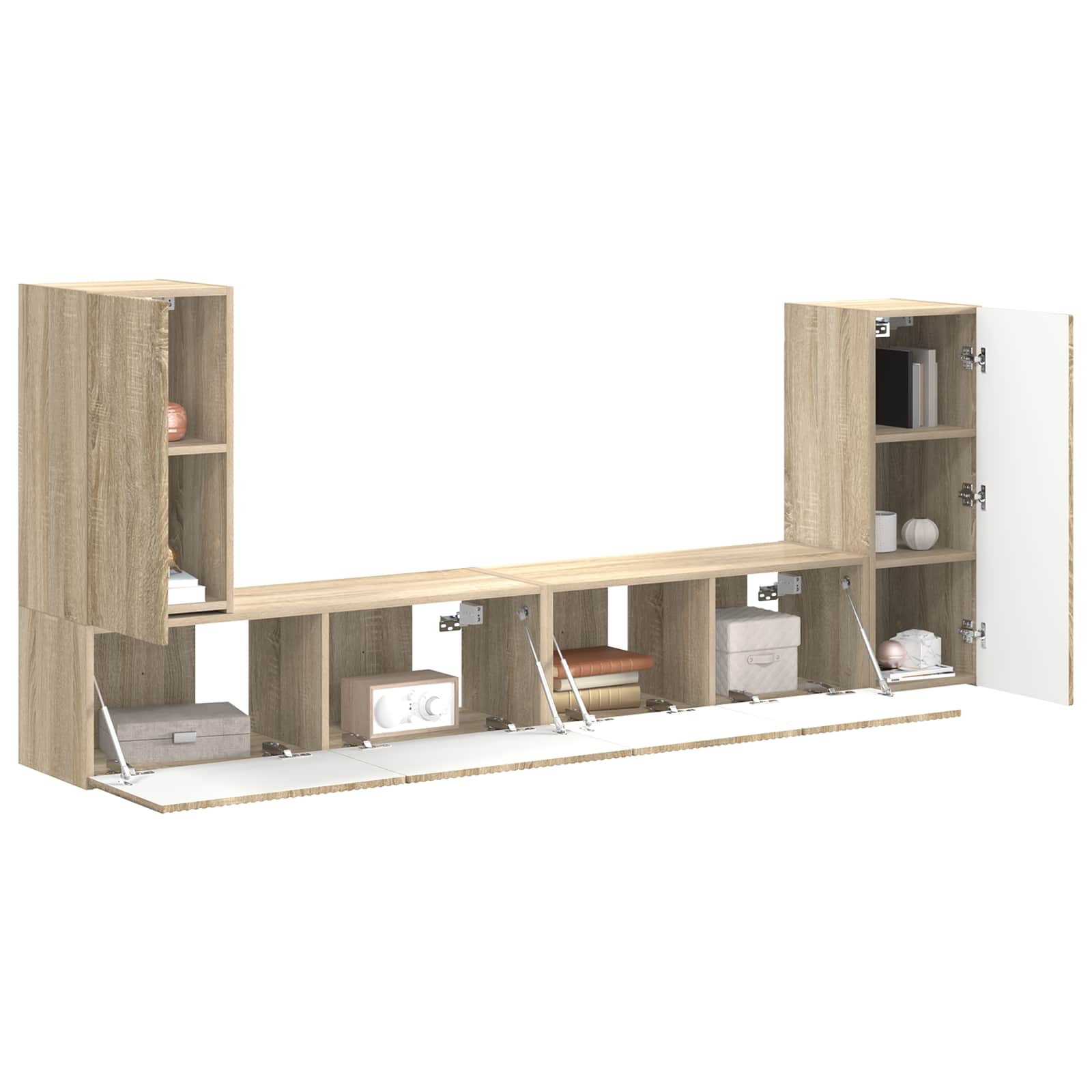 Tv-meubelset 4 pcs Sonoma Eiken Bewerkt hout is nu te koop bij PeponiXL, paradijselijk wonen!