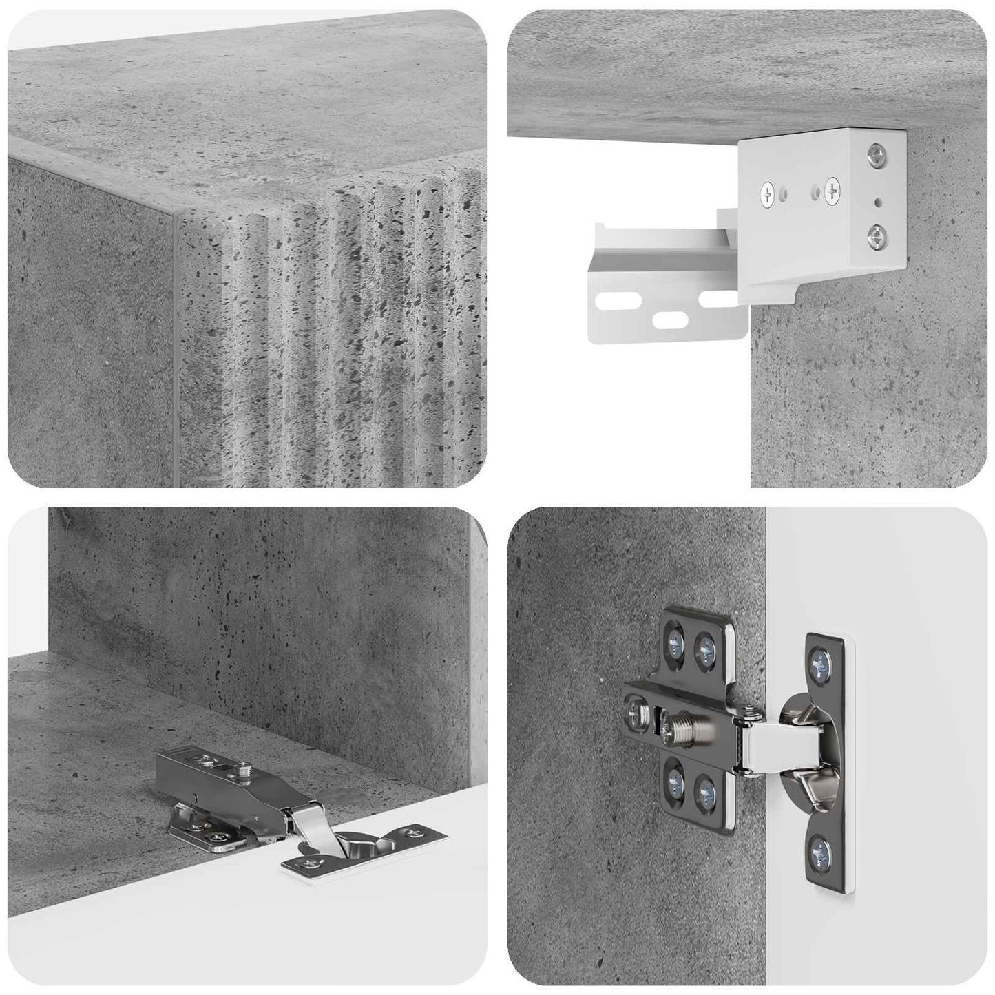 Tv-meubelset 4 pcs Beton Grijs Bewerkt hout is nu te koop bij PeponiXL, paradijselijk wonen!