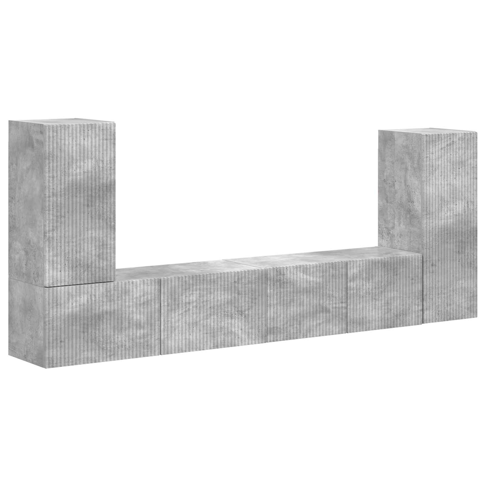 Tv-meubelset 4 pcs Beton Grijs Bewerkt hout is nu te koop bij PeponiXL, paradijselijk wonen!