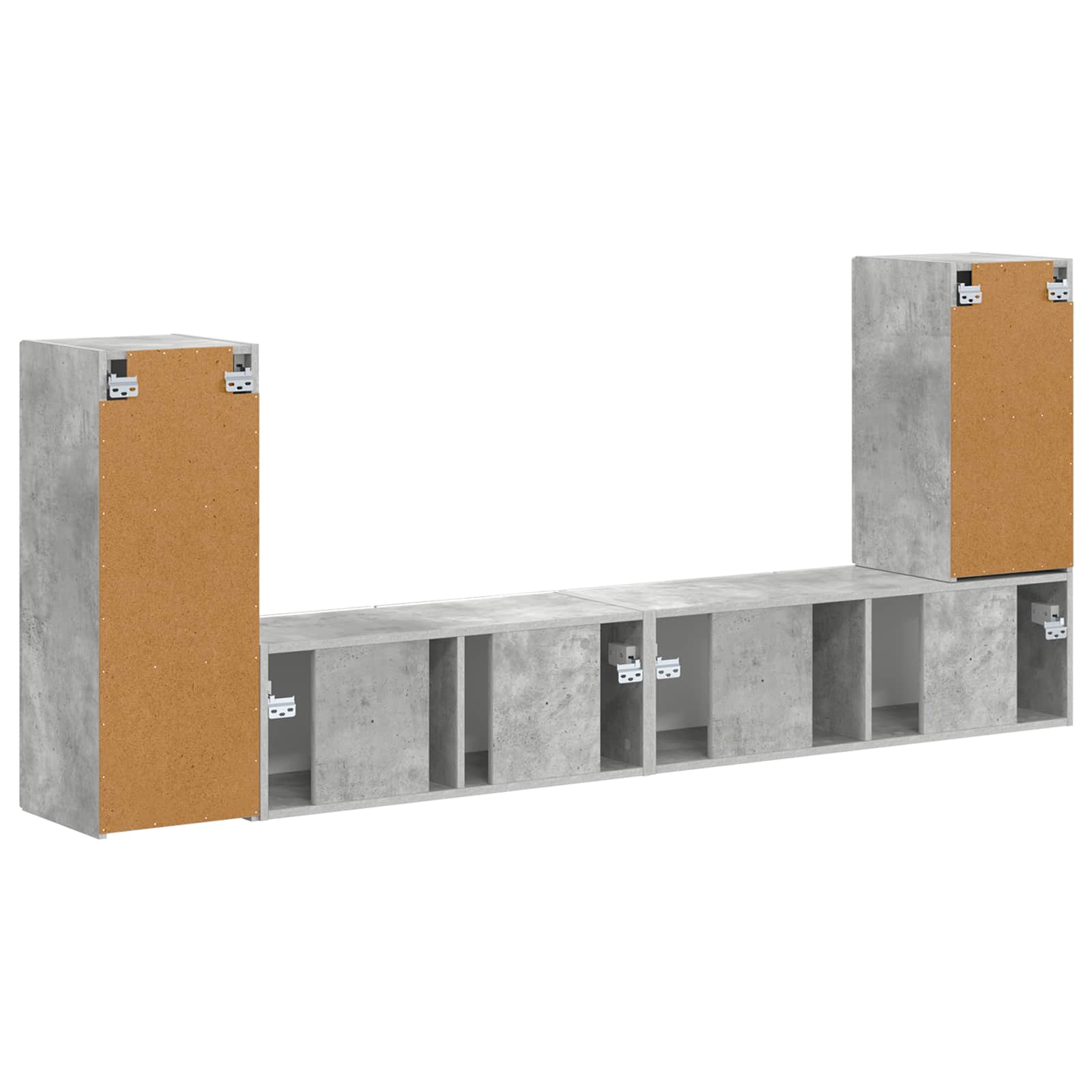 Tv-meubelset 4 pcs Beton Grijs Bewerkt hout is nu te koop bij PeponiXL, paradijselijk wonen!