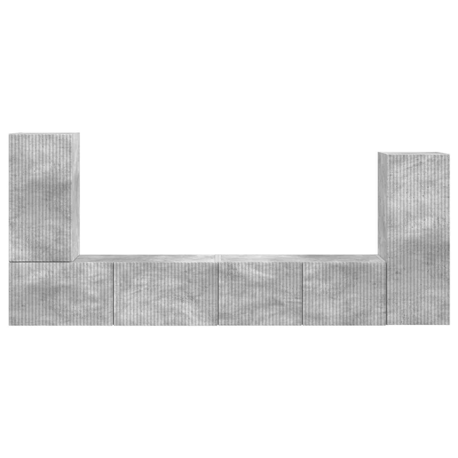 Tv-meubelset 4 pcs Beton Grijs Bewerkt hout is nu te koop bij PeponiXL, paradijselijk wonen!
