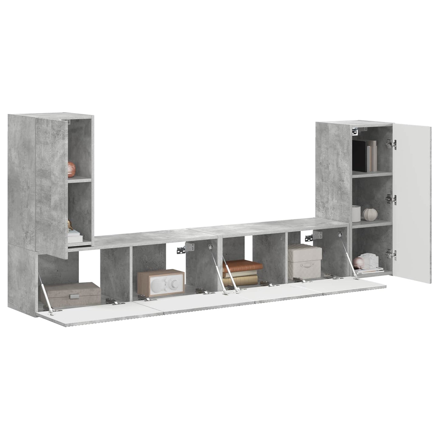 Tv-meubelset 4 pcs Beton Grijs Bewerkt hout is nu te koop bij PeponiXL, paradijselijk wonen!