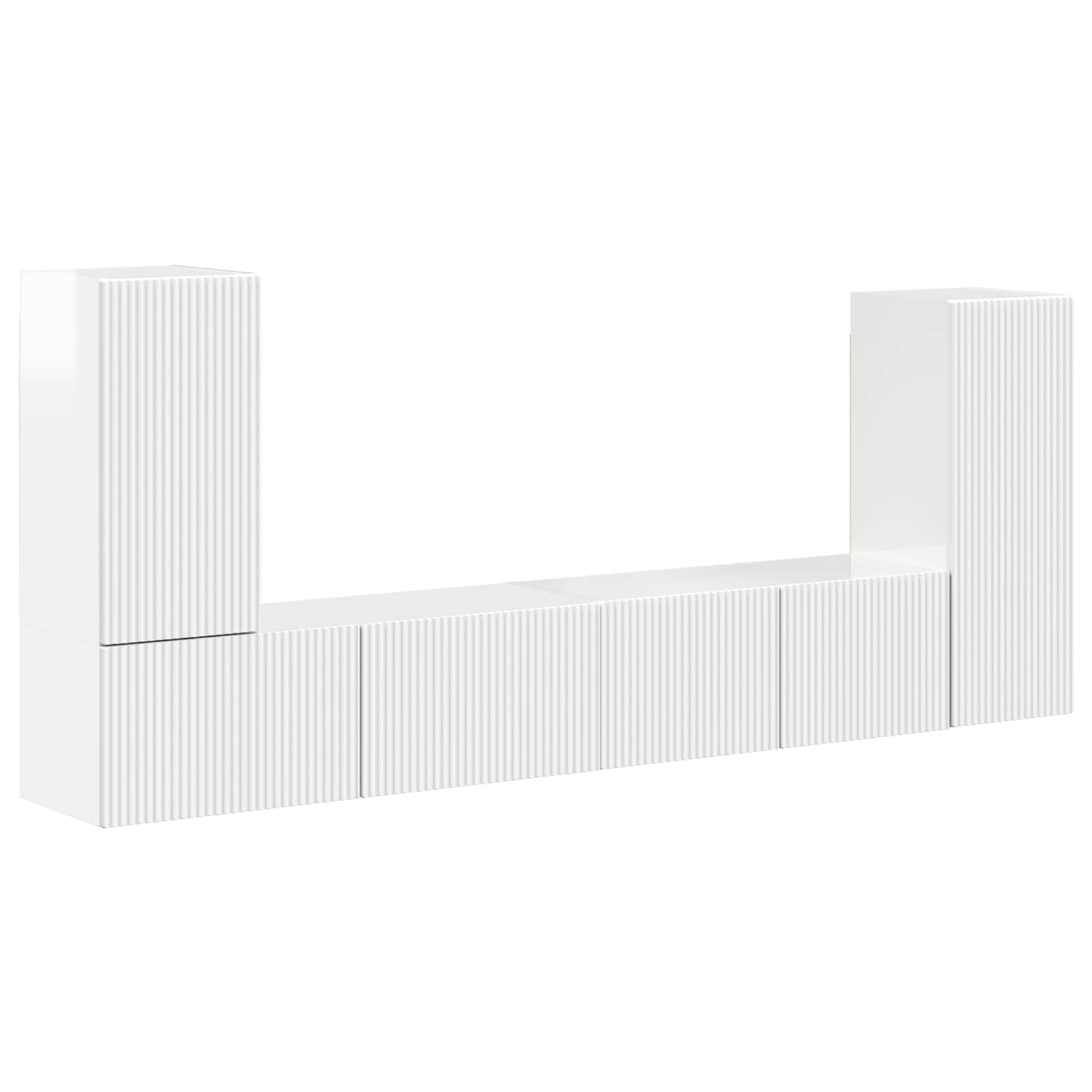 Tv-meubelset 4 pcs Hoogglans wit Bewerkt hout is nu te koop bij PeponiXL, paradijselijk wonen!