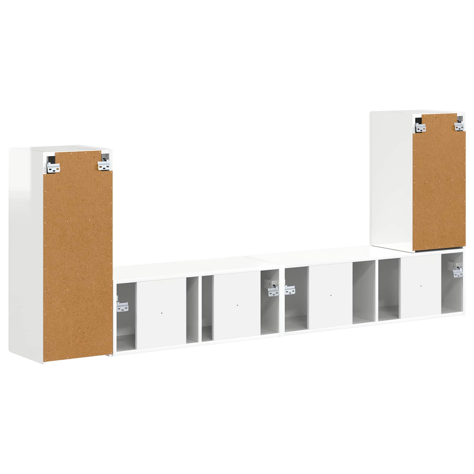 Tv-meubelset 4 pcs Hoogglans wit Bewerkt hout is nu te koop bij PeponiXL, paradijselijk wonen!