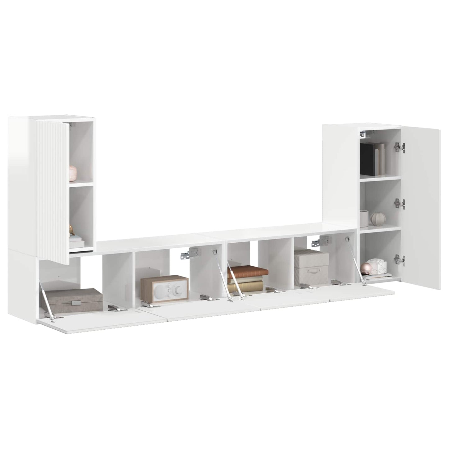 Tv-meubelset 4 pcs Hoogglans wit Bewerkt hout is nu te koop bij PeponiXL, paradijselijk wonen!