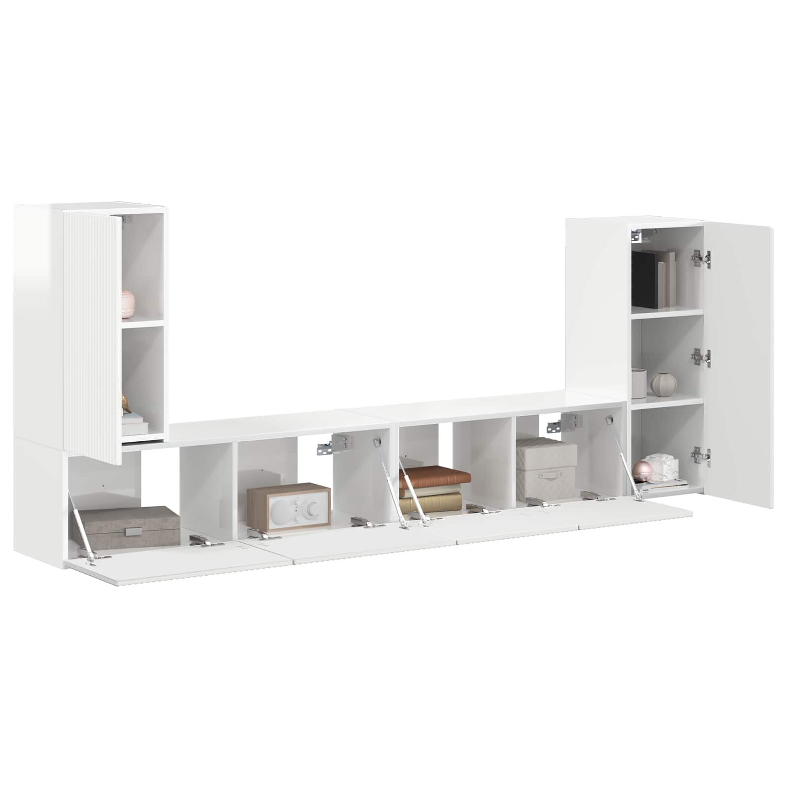 Tv-meubelset 4 pcs Hoogglans wit Bewerkt hout is nu te koop bij PeponiXL, paradijselijk wonen!