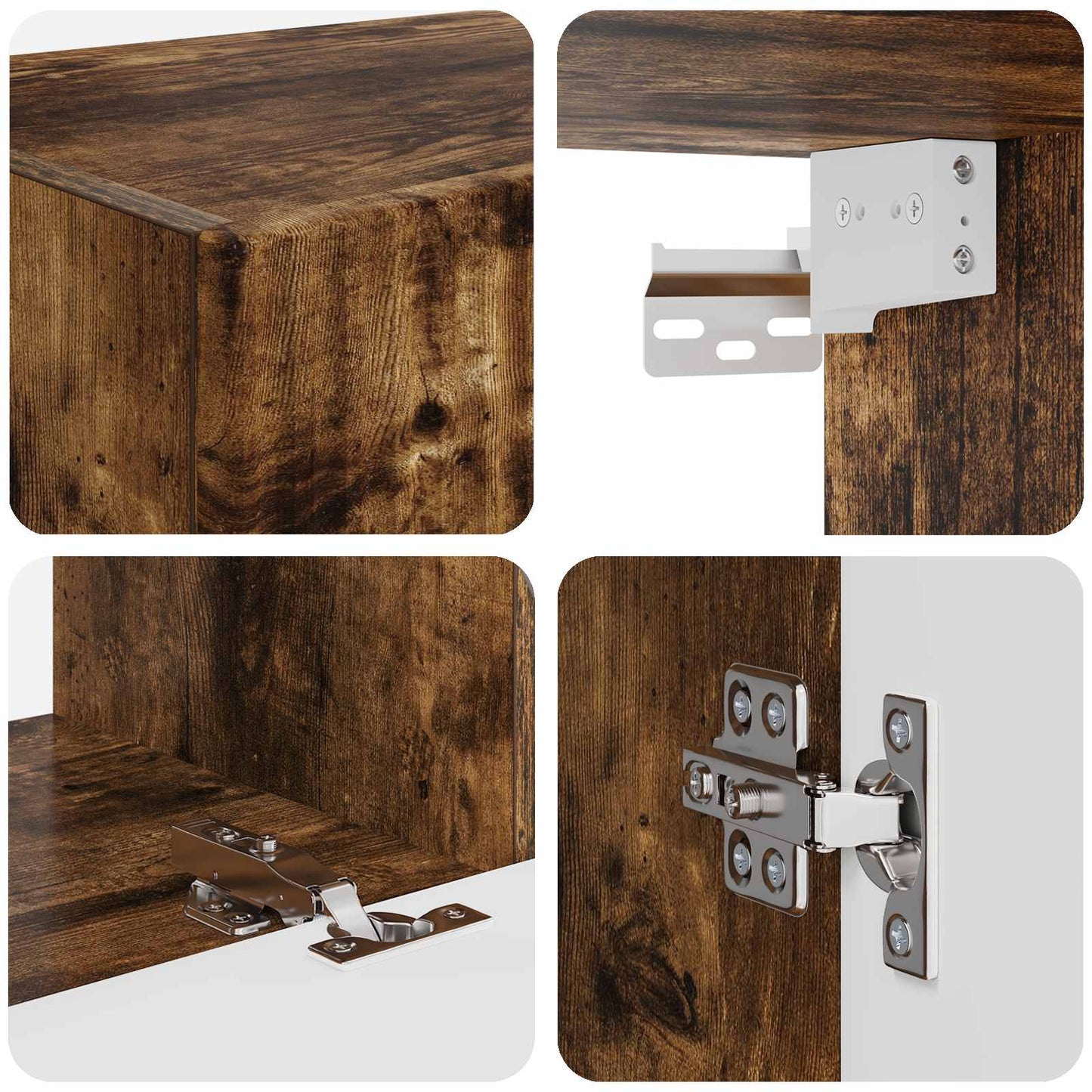 Tv-meubelset 4 pcs Gerookt eiken Bewerkt hout is nu te koop bij PeponiXL, paradijselijk wonen!
