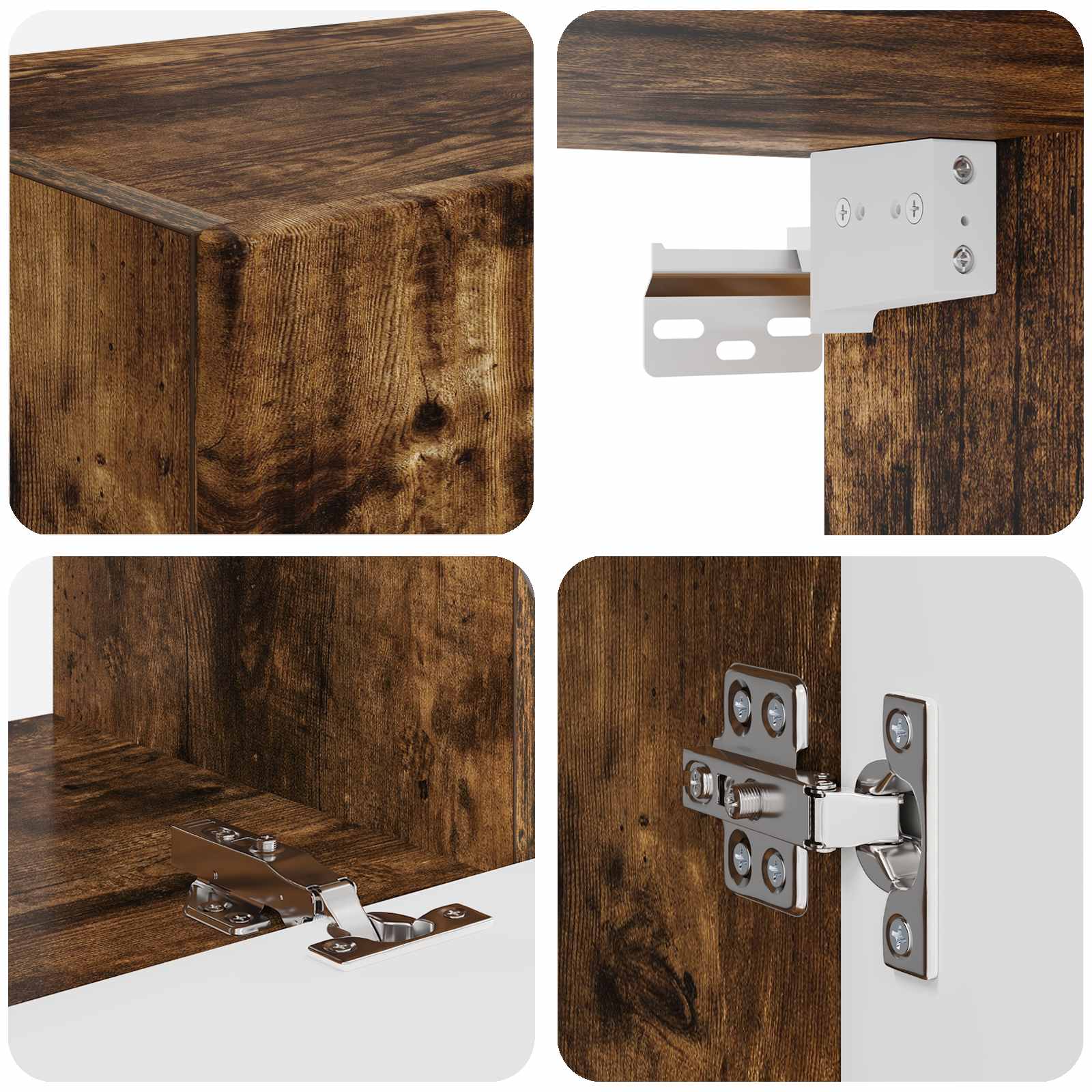 Tv-meubelset 4 pcs Gerookt eiken Bewerkt hout is nu te koop bij PeponiXL, paradijselijk wonen!