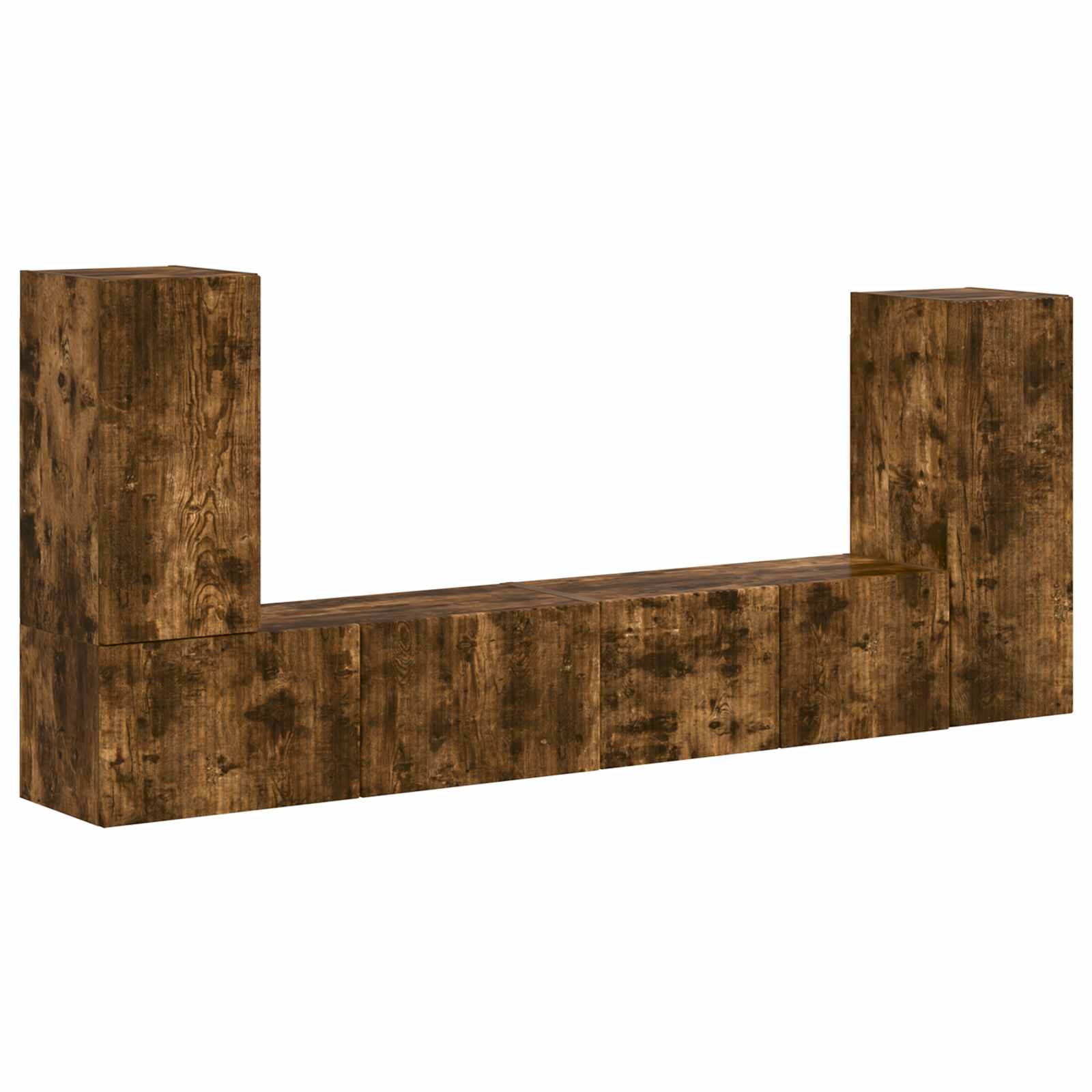 Tv-meubelset 4 pcs Gerookt eiken Bewerkt hout is nu te koop bij PeponiXL, paradijselijk wonen!