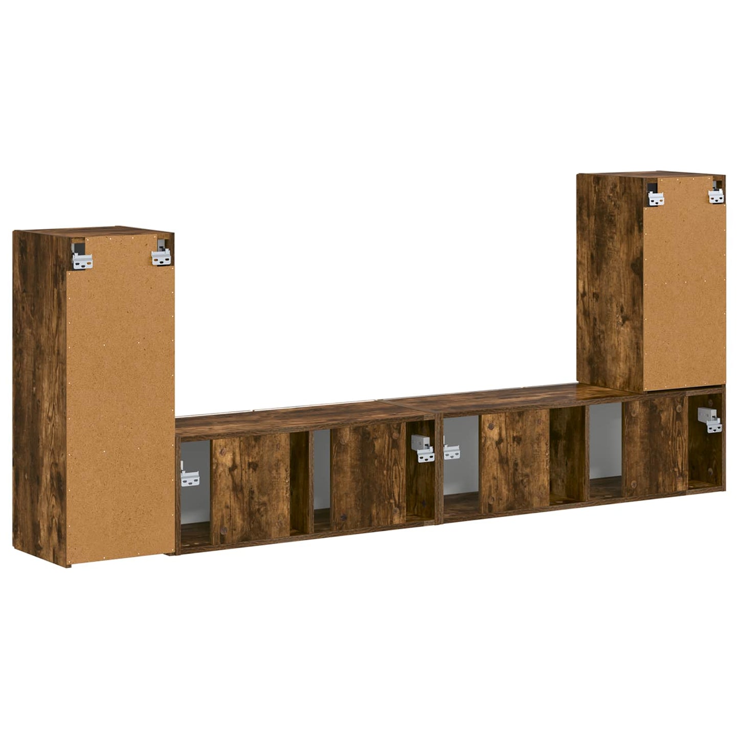 Tv-meubelset 4 pcs Gerookt eiken Bewerkt hout is nu te koop bij PeponiXL, paradijselijk wonen!