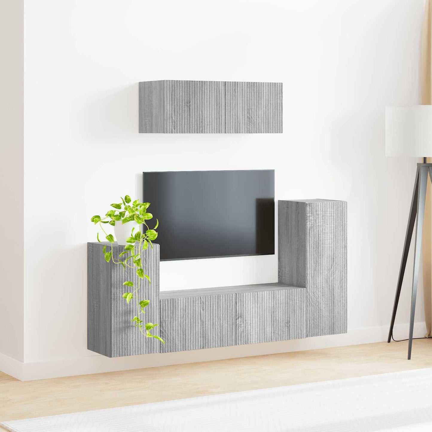 Tv-meubelset 4 pcs Grijs Sonoma Bewerkt hout is nu te koop bij PeponiXL, paradijselijk wonen!