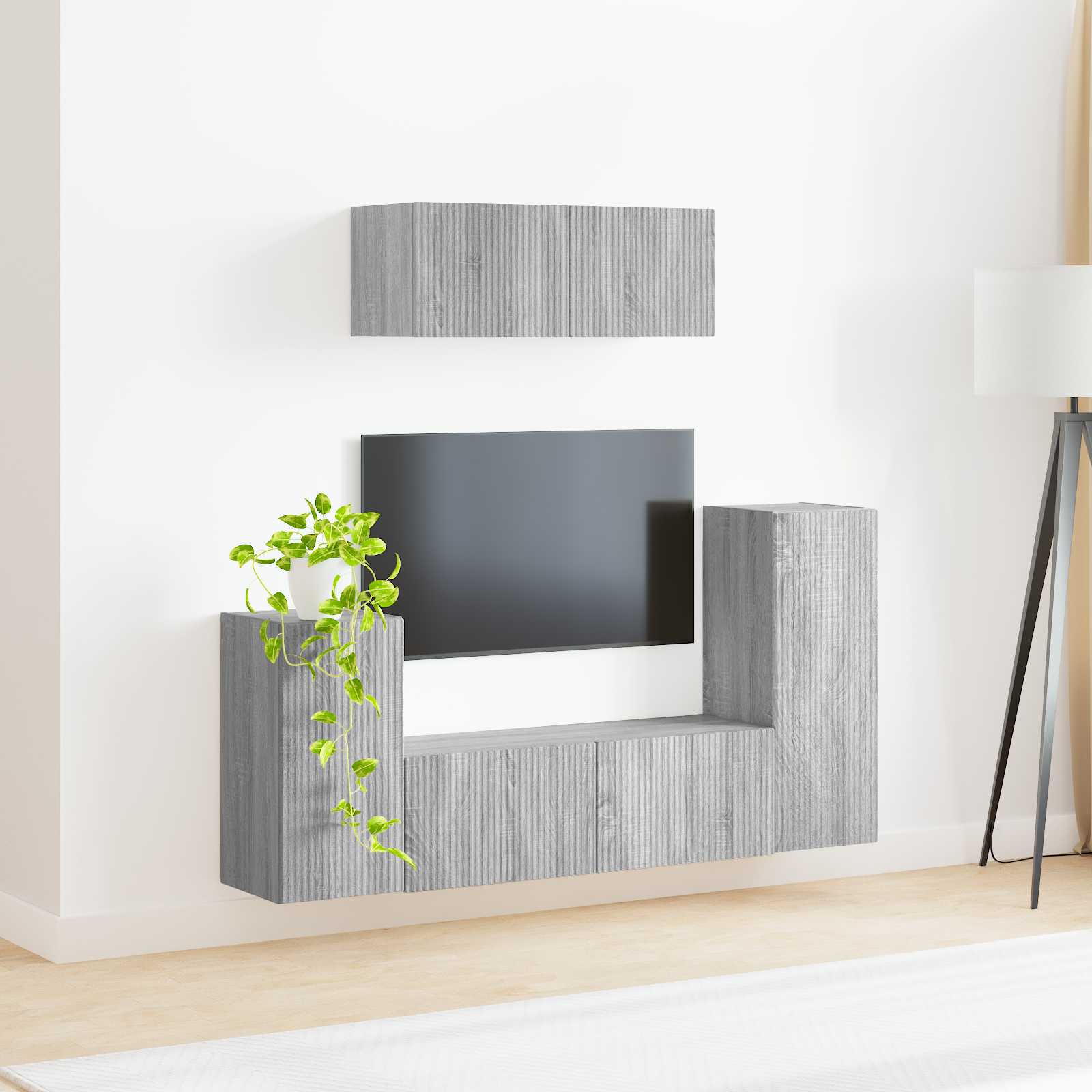 Tv-meubelset 4 pcs Grijs Sonoma Bewerkt hout is nu te koop bij PeponiXL, paradijselijk wonen!