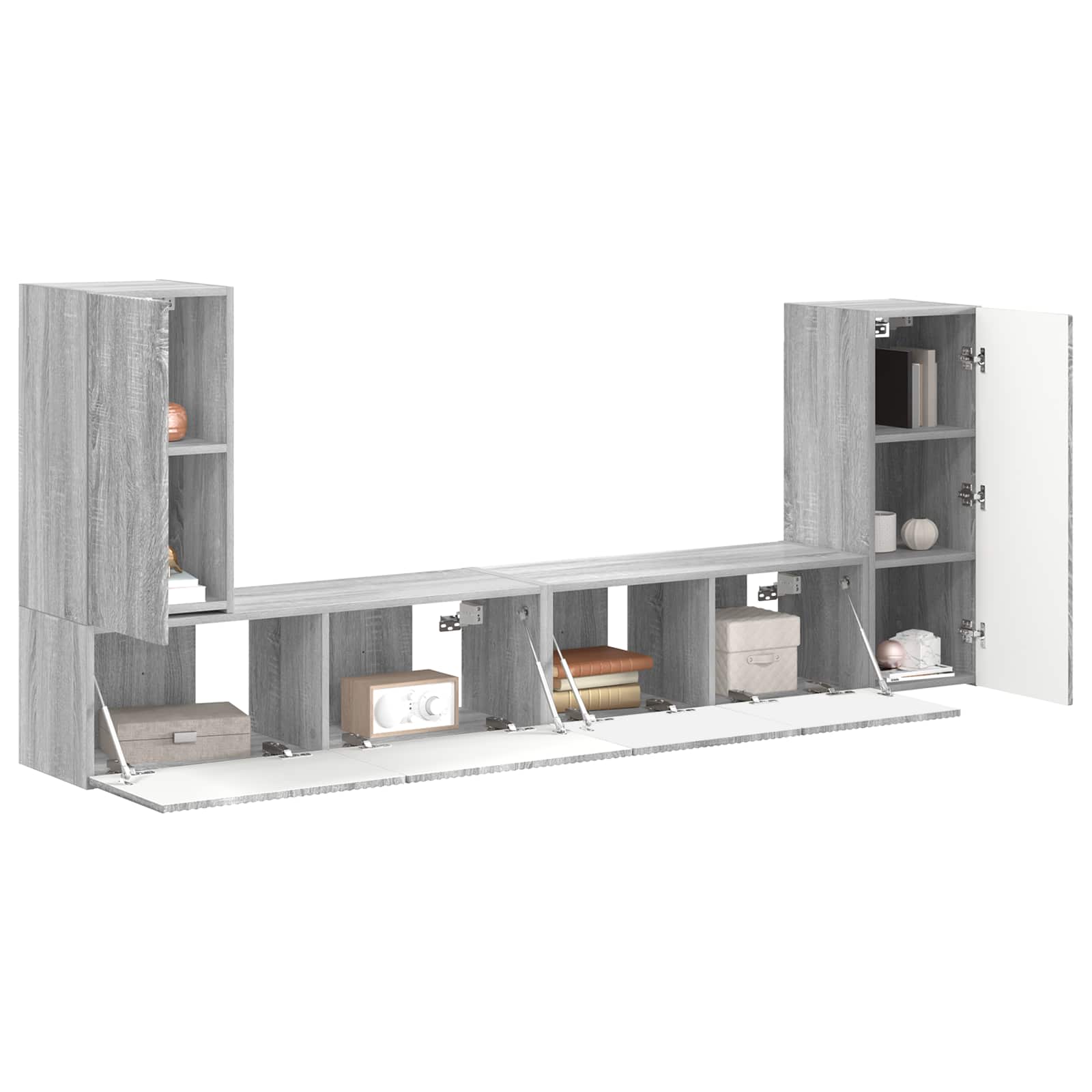 Tv-meubelset 4 pcs Grijs Sonoma Bewerkt hout is nu te koop bij PeponiXL, paradijselijk wonen!
