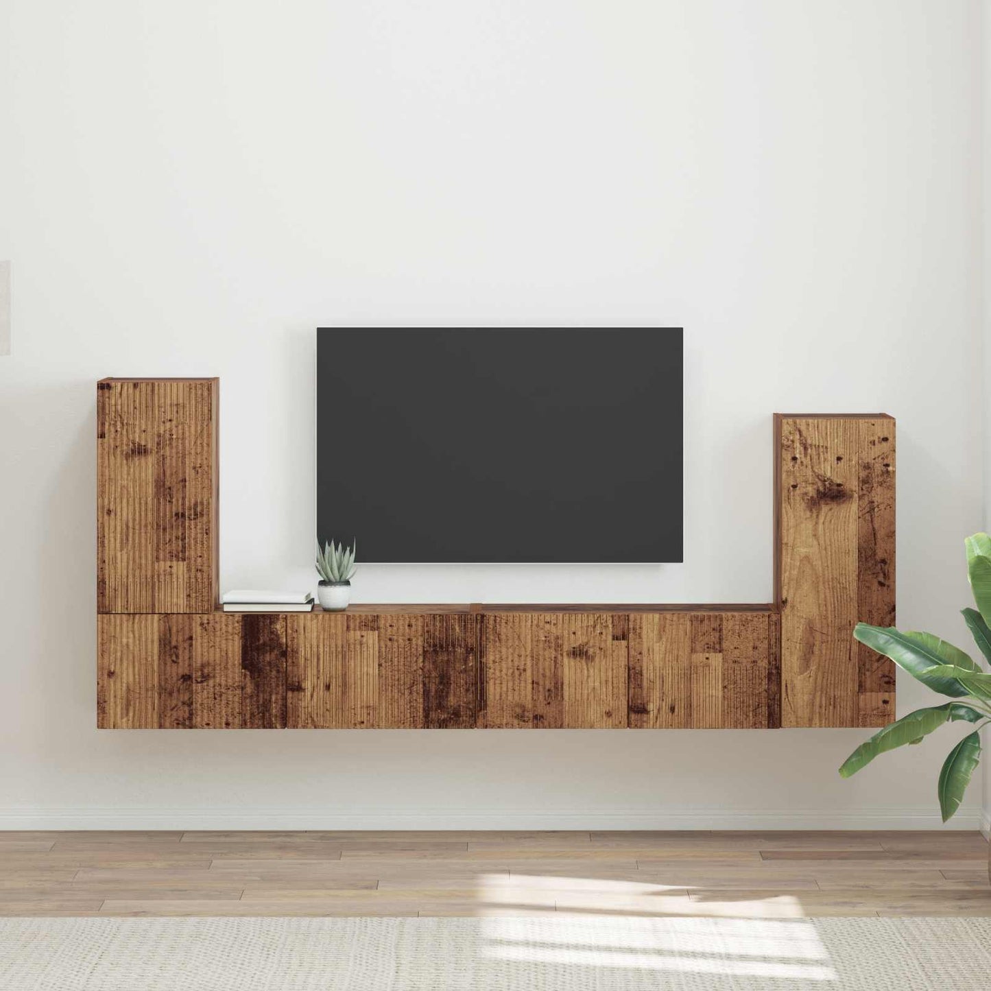 Tv-meubelset 4 pcs Oud Hout Bewerkt hout is nu te koop bij PeponiXL, paradijselijk wonen!
