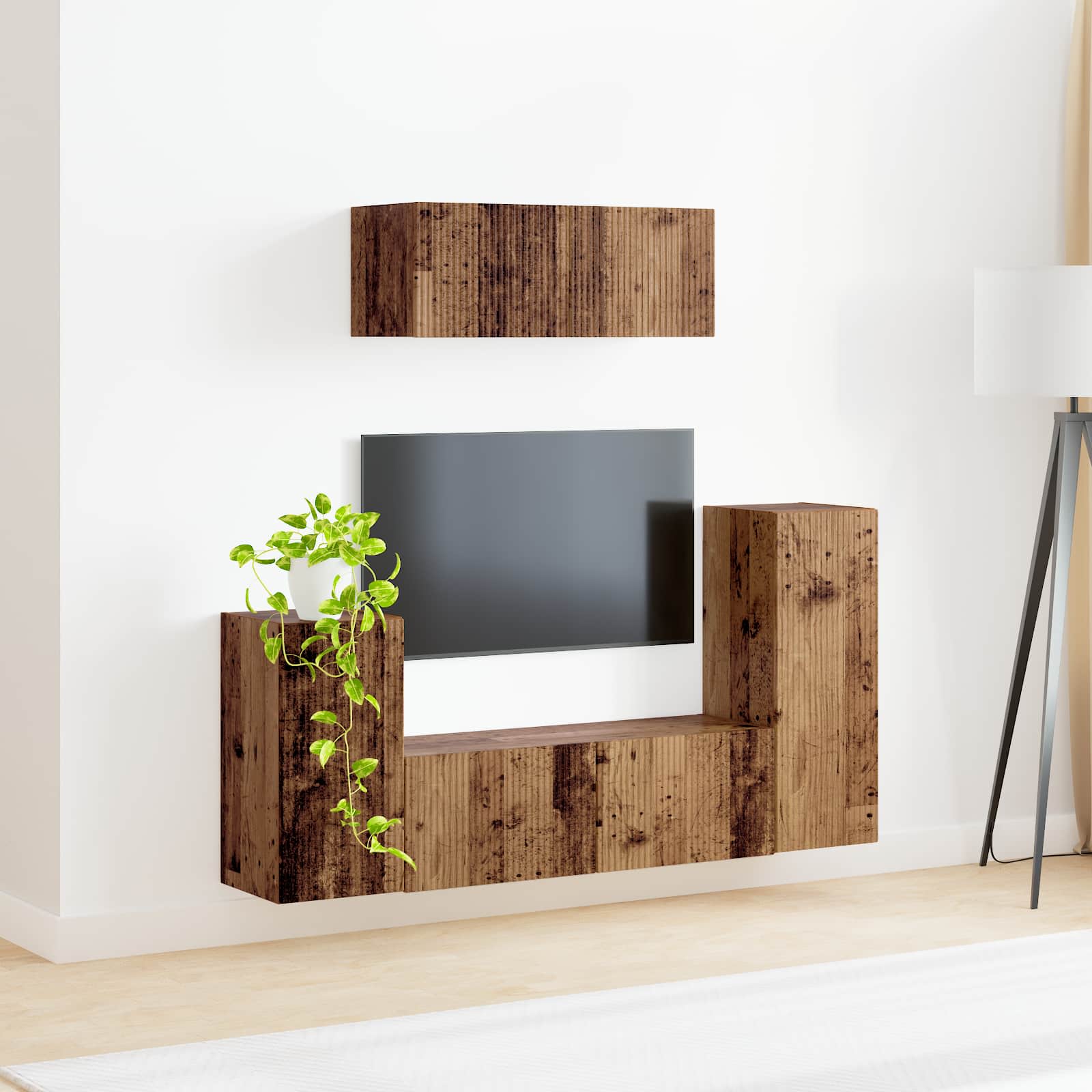 Tv-meubelset 4 pcs Oud Hout Bewerkt hout is nu te koop bij PeponiXL, paradijselijk wonen!