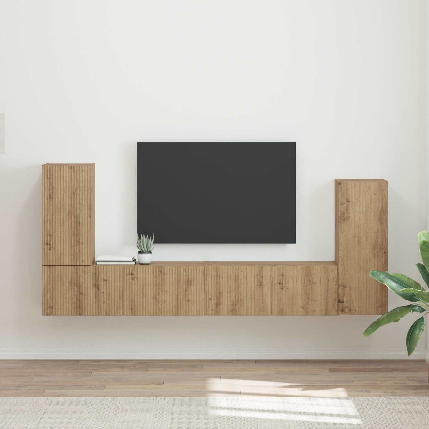 Tv-meubelset 4 pcs Artisan Eiken Bewerkt hout is nu te koop bij PeponiXL, paradijselijk wonen!