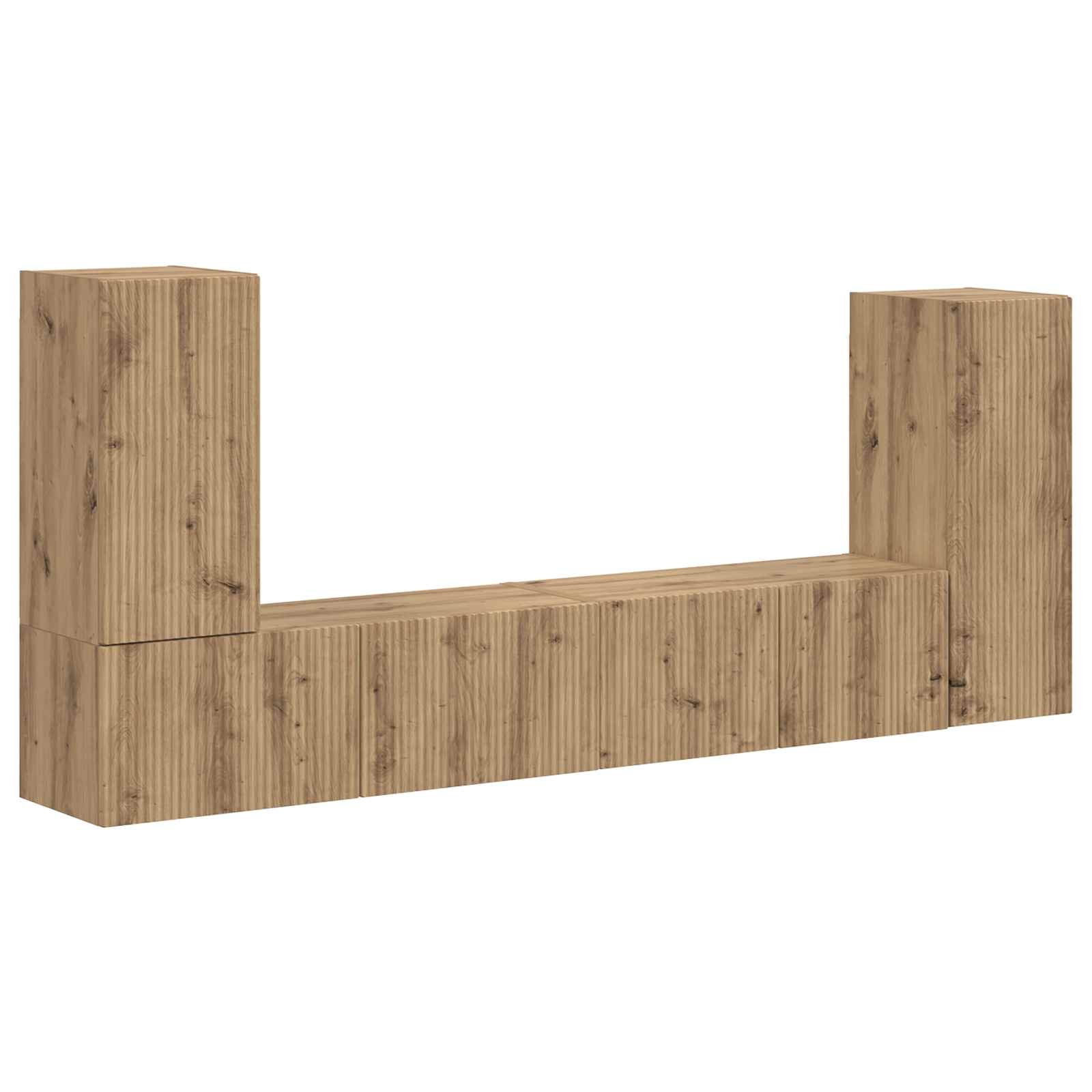 Tv-meubelset 4 pcs Artisan Eiken Bewerkt hout is nu te koop bij PeponiXL, paradijselijk wonen!