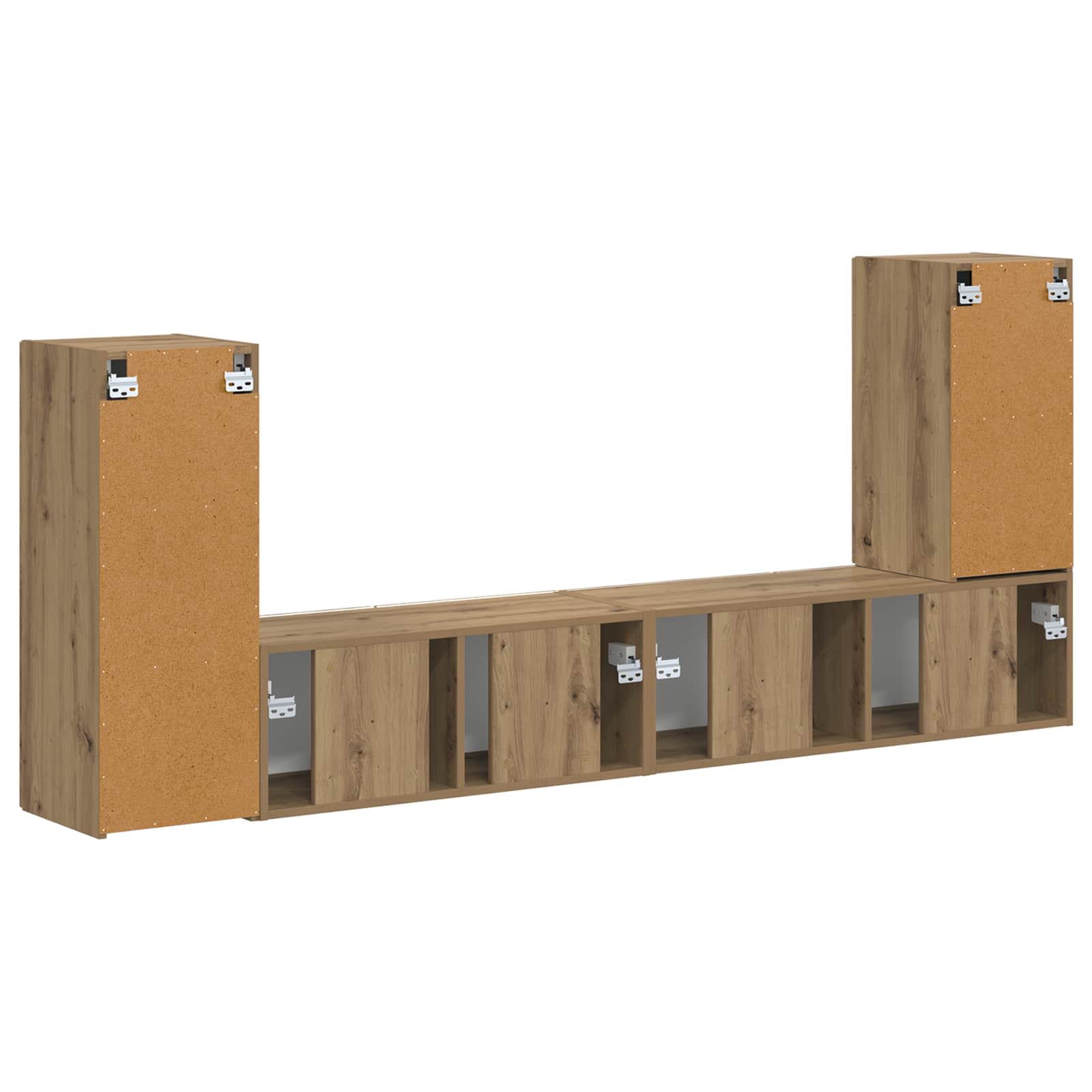 Tv-meubelset 4 pcs Artisan Eiken Bewerkt hout is nu te koop bij PeponiXL, paradijselijk wonen!