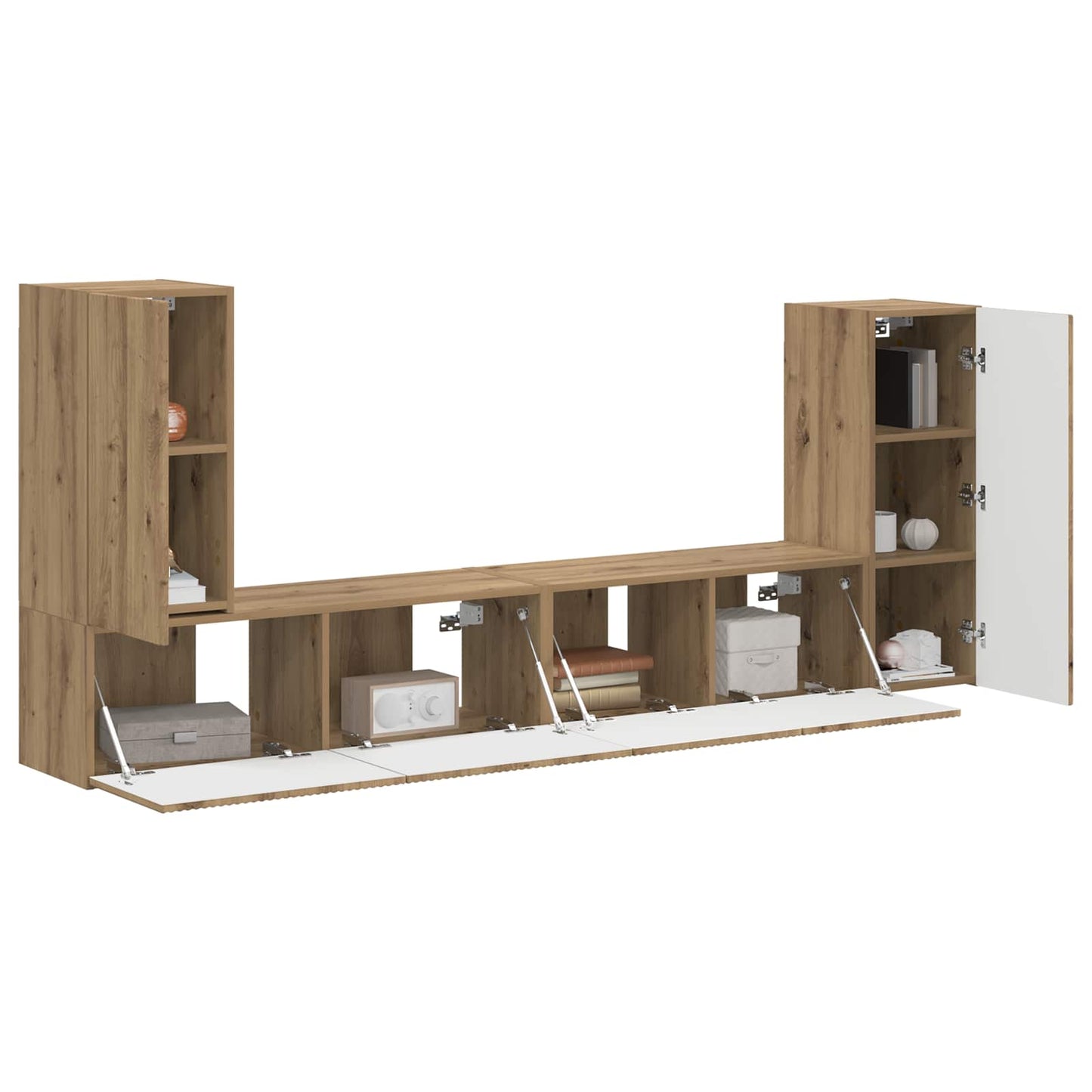Tv-meubelset 4 pcs Artisan Eiken Bewerkt hout is nu te koop bij PeponiXL, paradijselijk wonen!