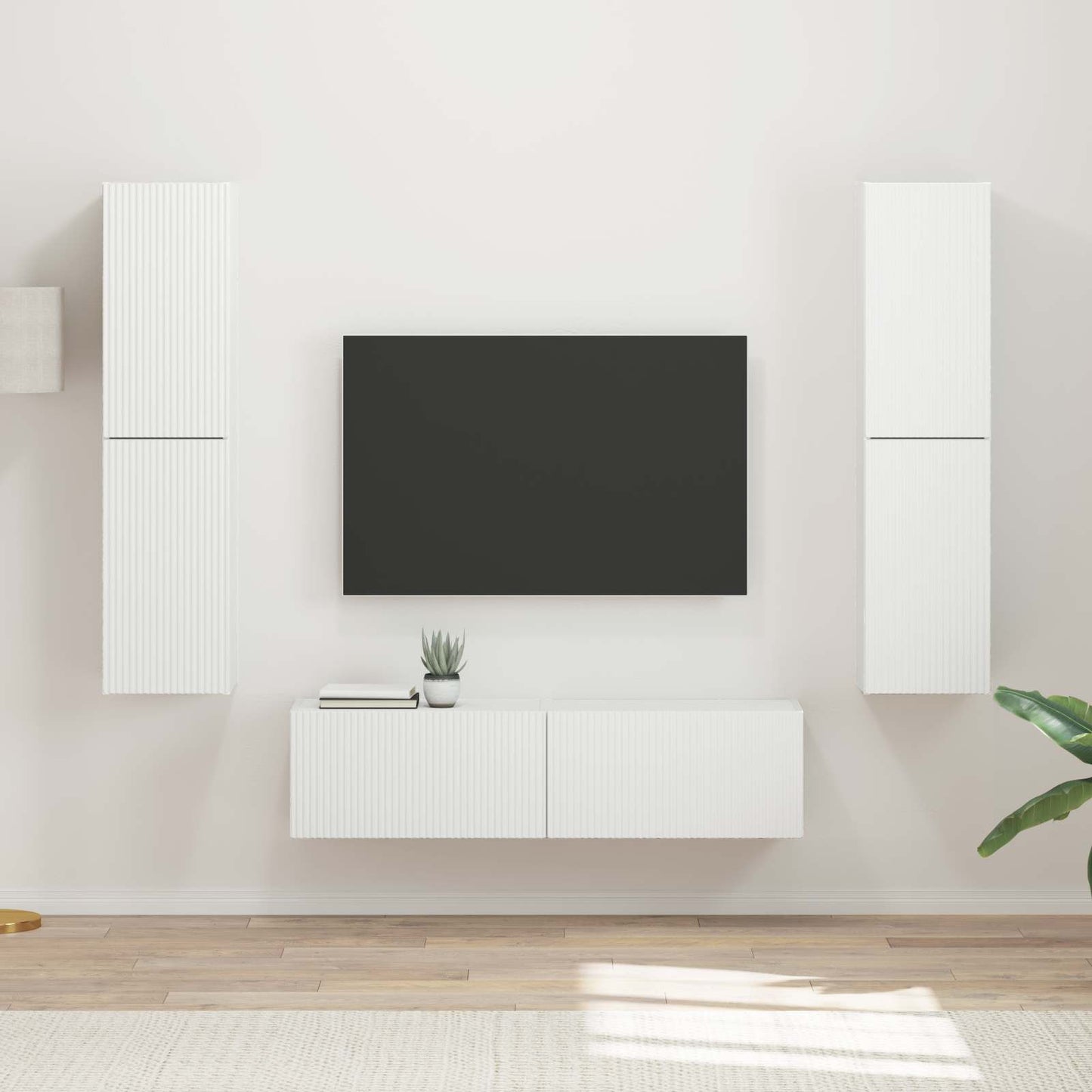 Tv-meubelset 6 pcs Wit Bewerkt hout is nu te koop bij PeponiXL, paradijselijk wonen!