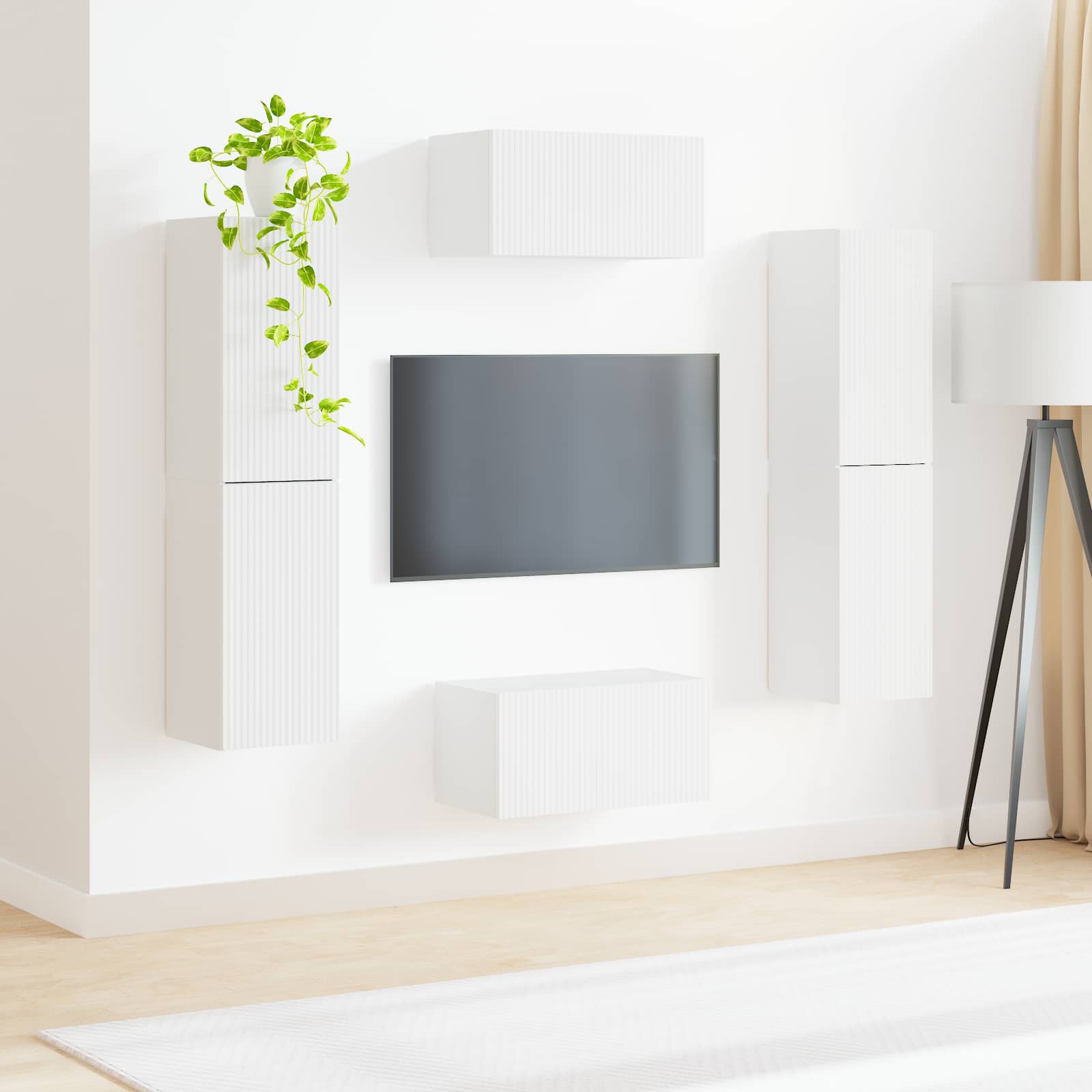 Tv-meubelset 6 pcs Wit Bewerkt hout is nu te koop bij PeponiXL, paradijselijk wonen!