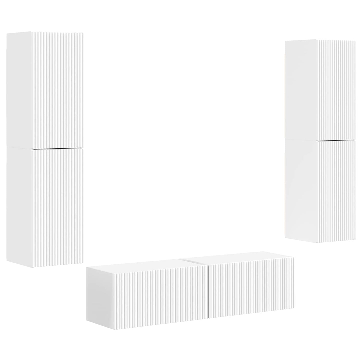 Tv-meubelset 6 pcs Wit Bewerkt hout is nu te koop bij PeponiXL, paradijselijk wonen!